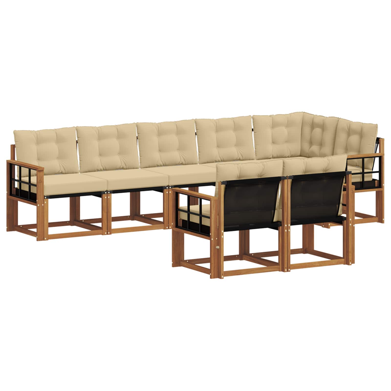 Buiten bankenset met kussen 8 pcs Natuurlijk en Beige is nu te koop bij PeponiXL, paradijselijk wonen!