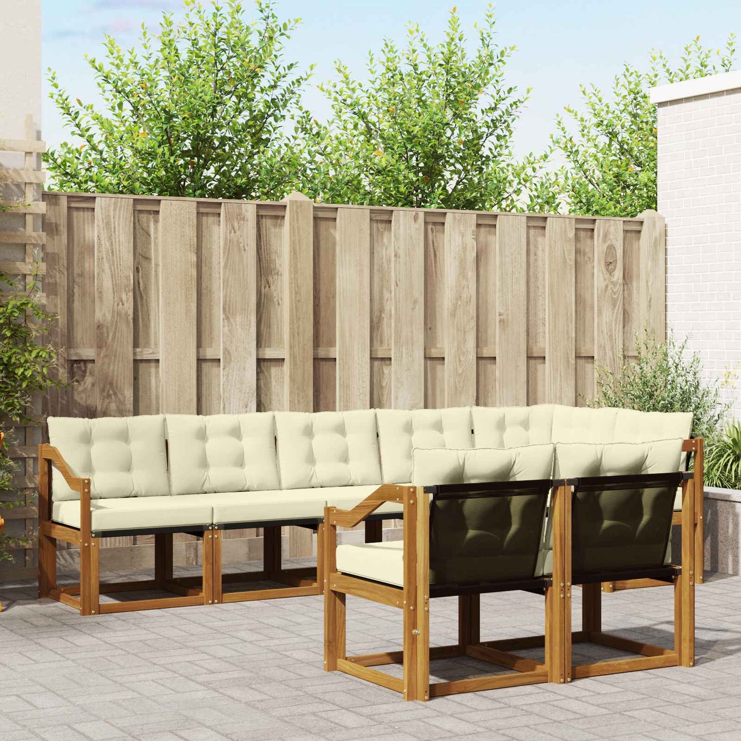 Buiten bankenset met kussen 8 pcs Natuurlijk en Crème is nu te koop bij PeponiXL, paradijselijk wonen!