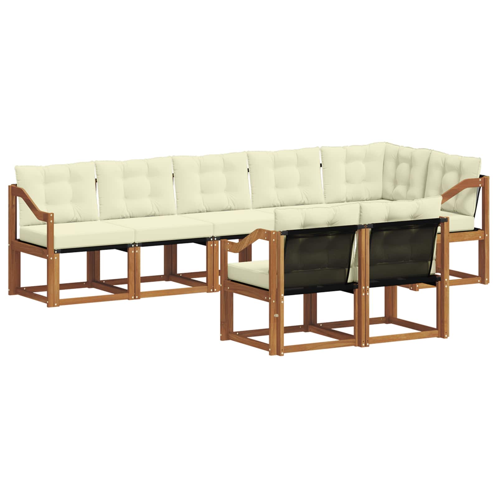 Buiten bankenset met kussen 8 pcs Natuurlijk en Crème is nu te koop bij PeponiXL, paradijselijk wonen!