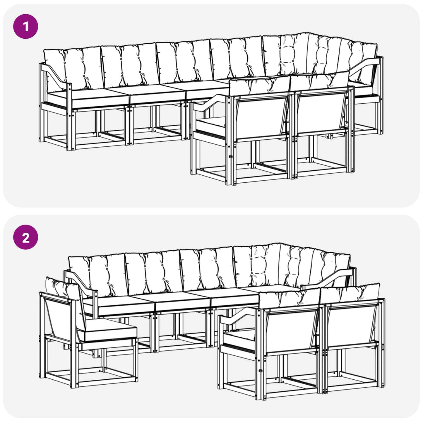 Buiten bankenset met kussen 8 pcs Natuurlijk en Crème is nu te koop bij PeponiXL, paradijselijk wonen!