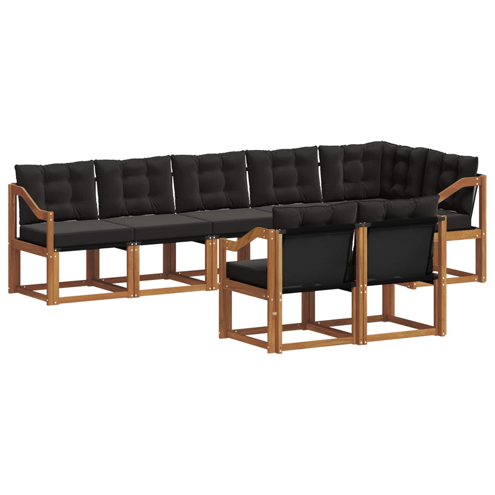 Buiten bankenset met kussen 8 pcs Natuurlijk en Zwart is nu te koop bij PeponiXL, paradijselijk wonen!