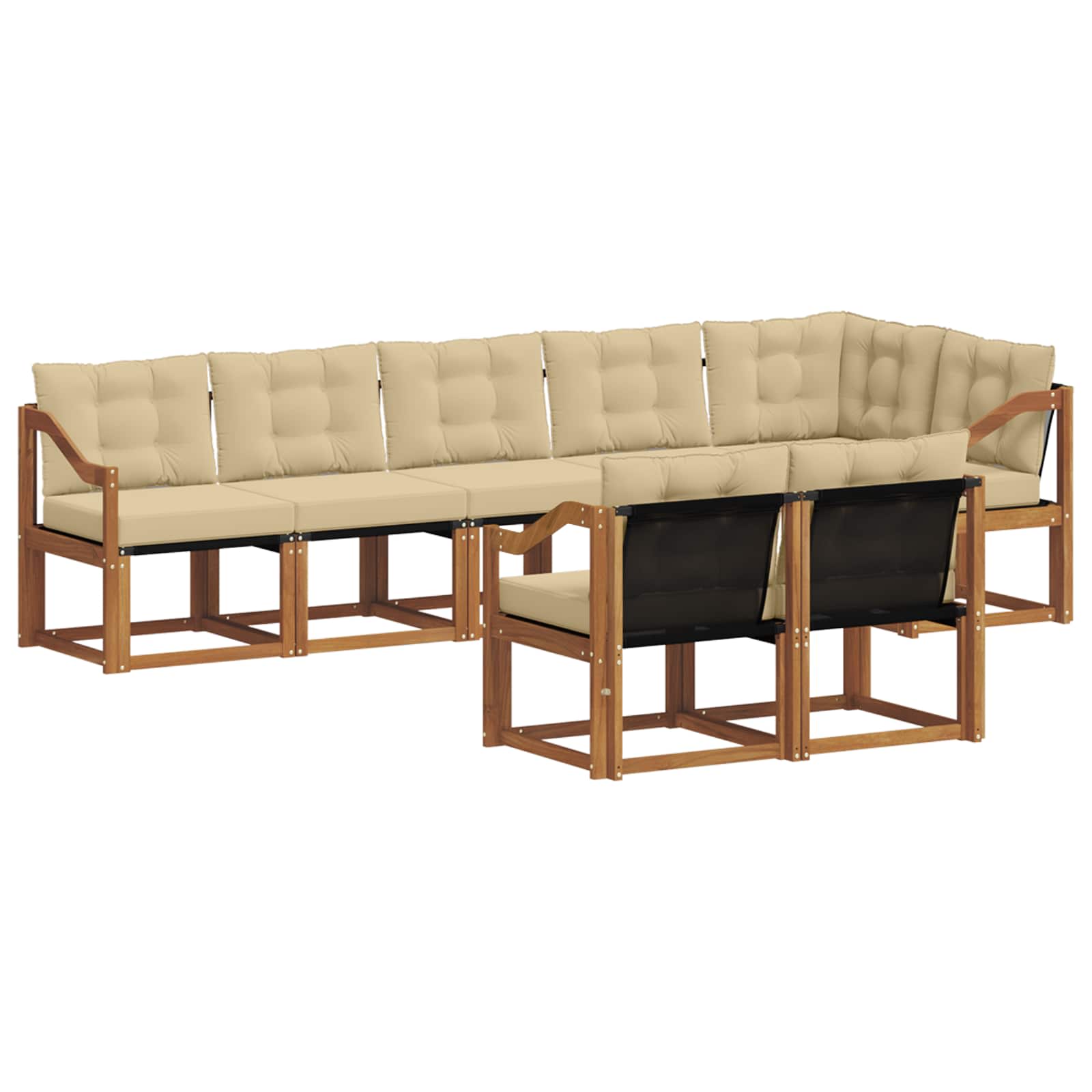 Buiten bankenset met kussen 8 pcs Natuurlijk en Beige is nu te koop bij PeponiXL, paradijselijk wonen!
