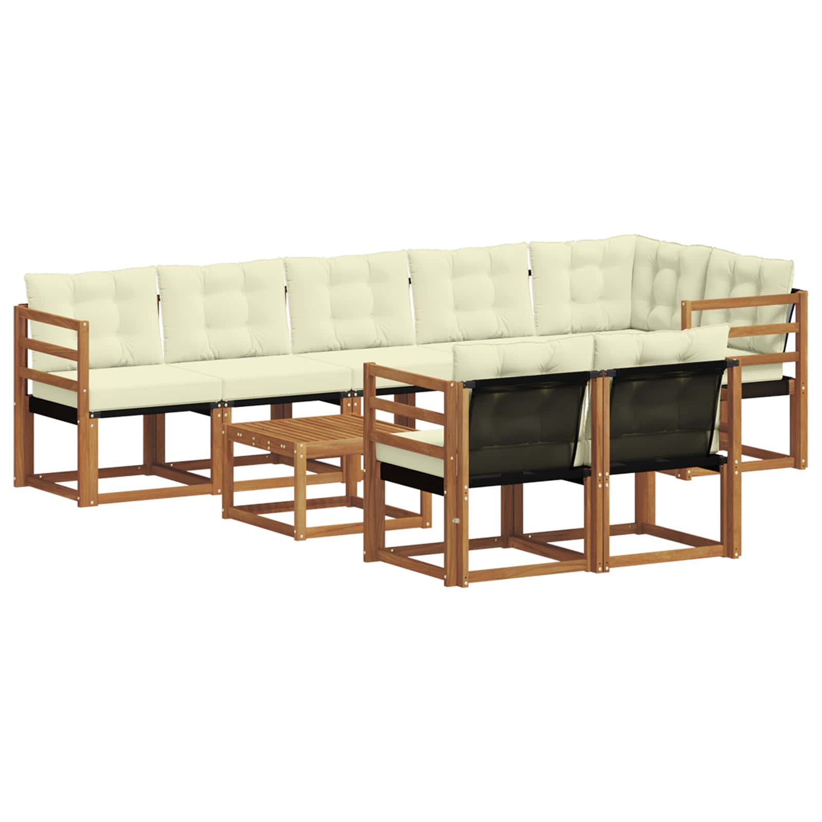 Buiten bankenset met kussen 9 pcs Natuurlijk en Crème is nu te koop bij PeponiXL, paradijselijk wonen!