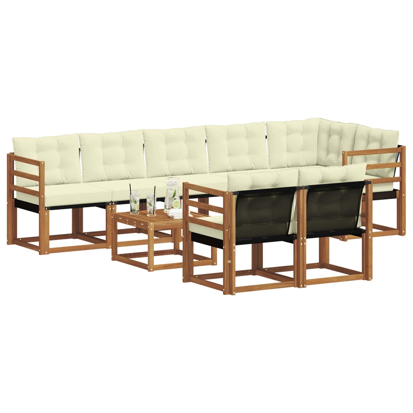 Buiten bankenset met kussen 9 pcs Natuurlijk en Crème is nu te koop bij PeponiXL, paradijselijk wonen!