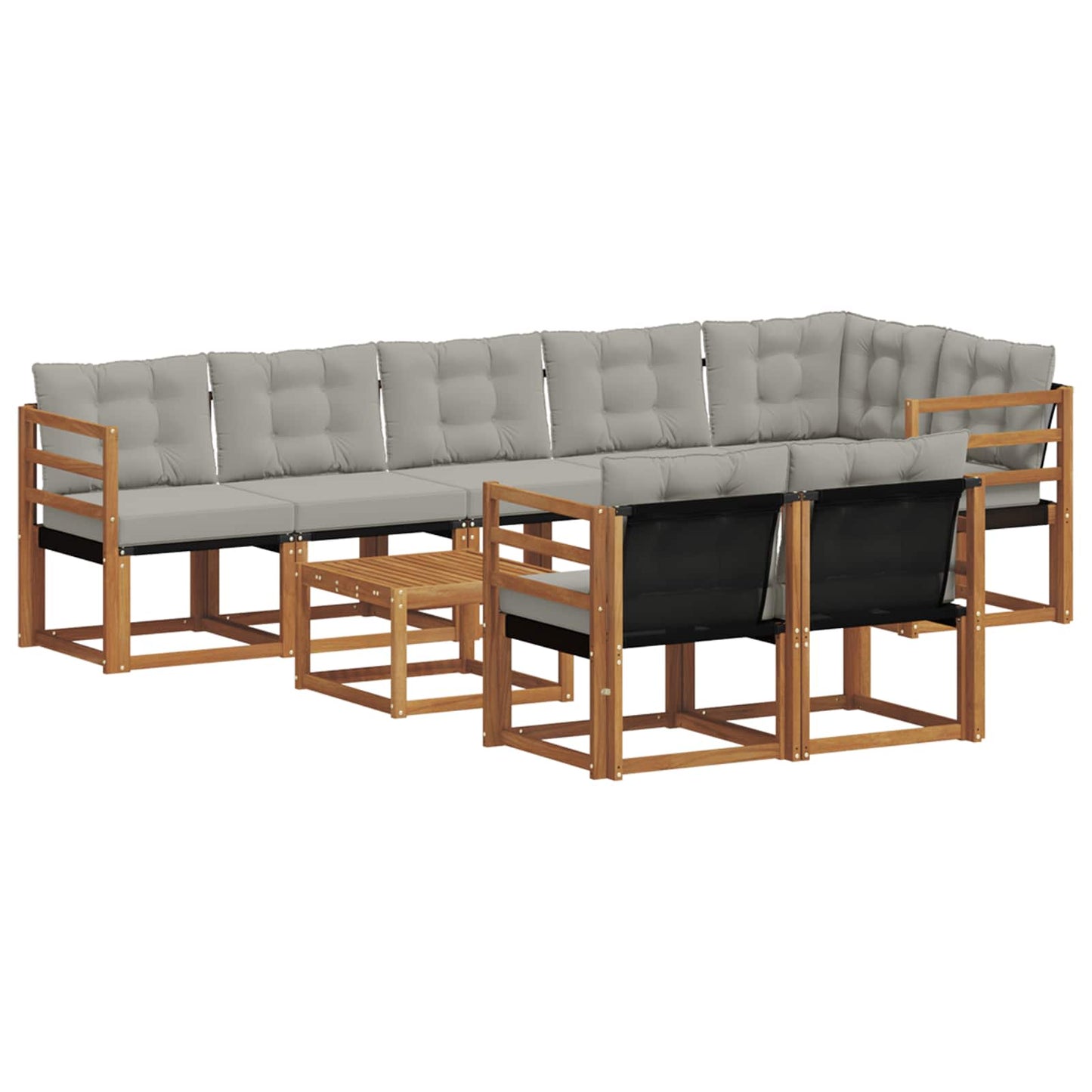Buiten bankenset met kussen 9 pcs Natuurlijk en Lichtgrijs is nu te koop bij PeponiXL, paradijselijk wonen!
