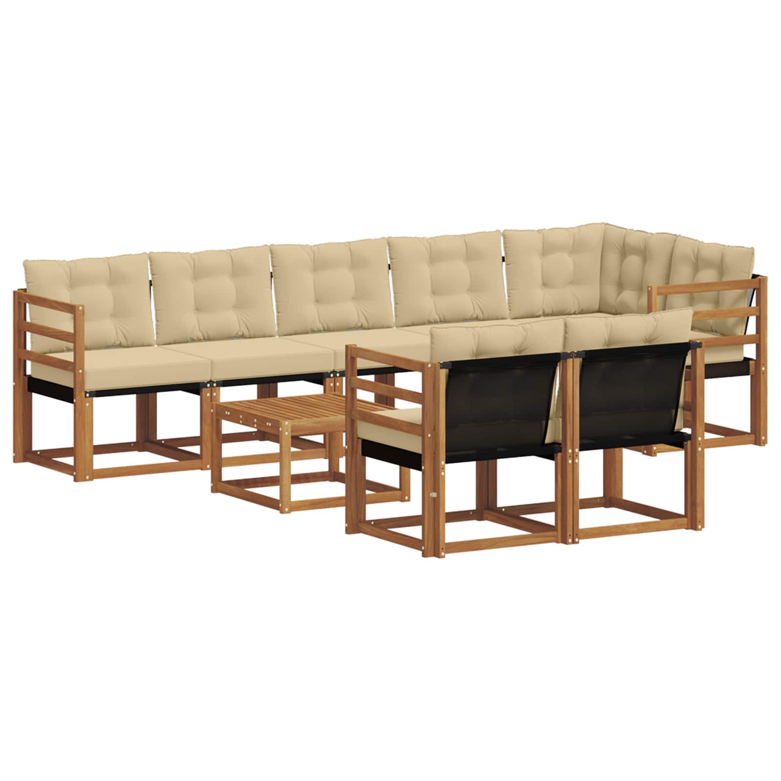 Buiten bankenset met kussen 9 pcs Natuurlijk en Beige is nu te koop bij PeponiXL, paradijselijk wonen!