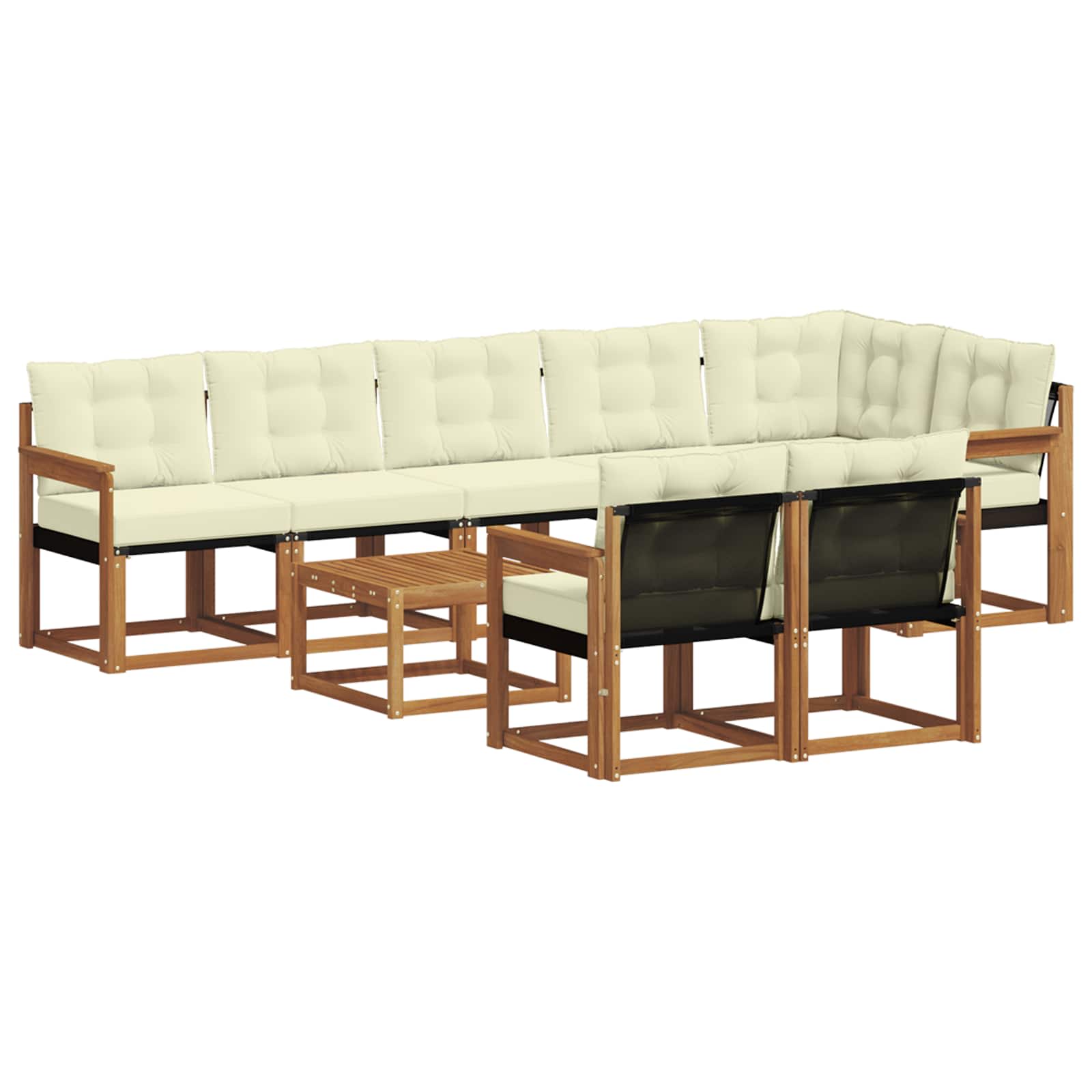 Buiten bankenset met kussen 9 pcs Natuurlijk en Crème is nu te koop bij PeponiXL, paradijselijk wonen!