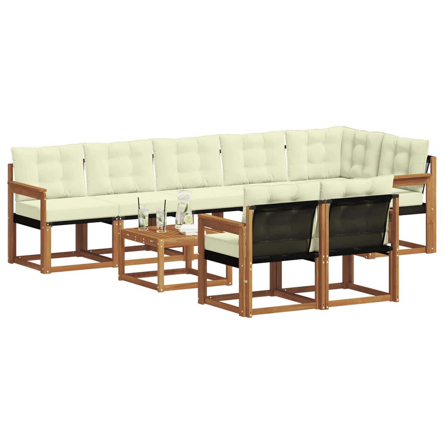 Buiten bankenset met kussen 9 pcs Natuurlijk en Crème is nu te koop bij PeponiXL, paradijselijk wonen!