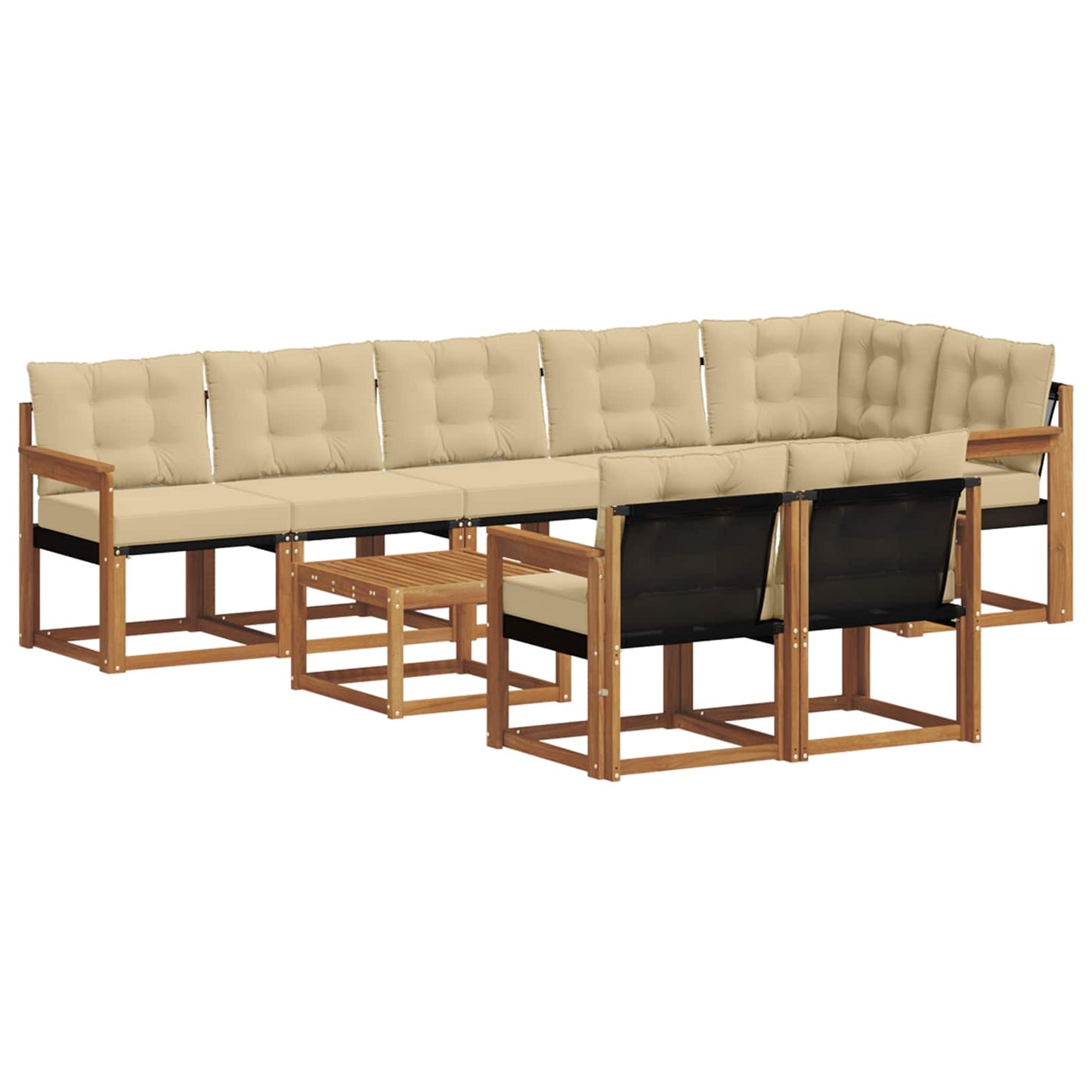 Buiten bankenset met kussen 9 pcs Natuurlijk en Beige is nu te koop bij PeponiXL, paradijselijk wonen!
