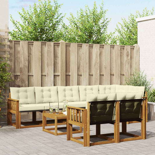 Buiten bankenset met kussen 9 pcs Natuurlijk en Crème is nu te koop bij PeponiXL, paradijselijk wonen!