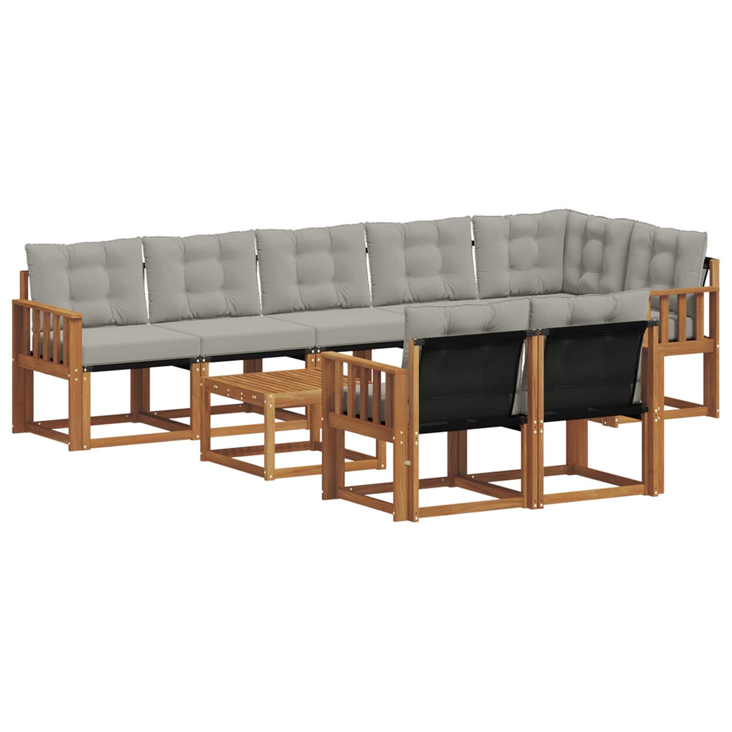 Buiten bankenset met kussen 9 pcs Natuurlijk en Lichtgrijs is nu te koop bij PeponiXL, paradijselijk wonen!
