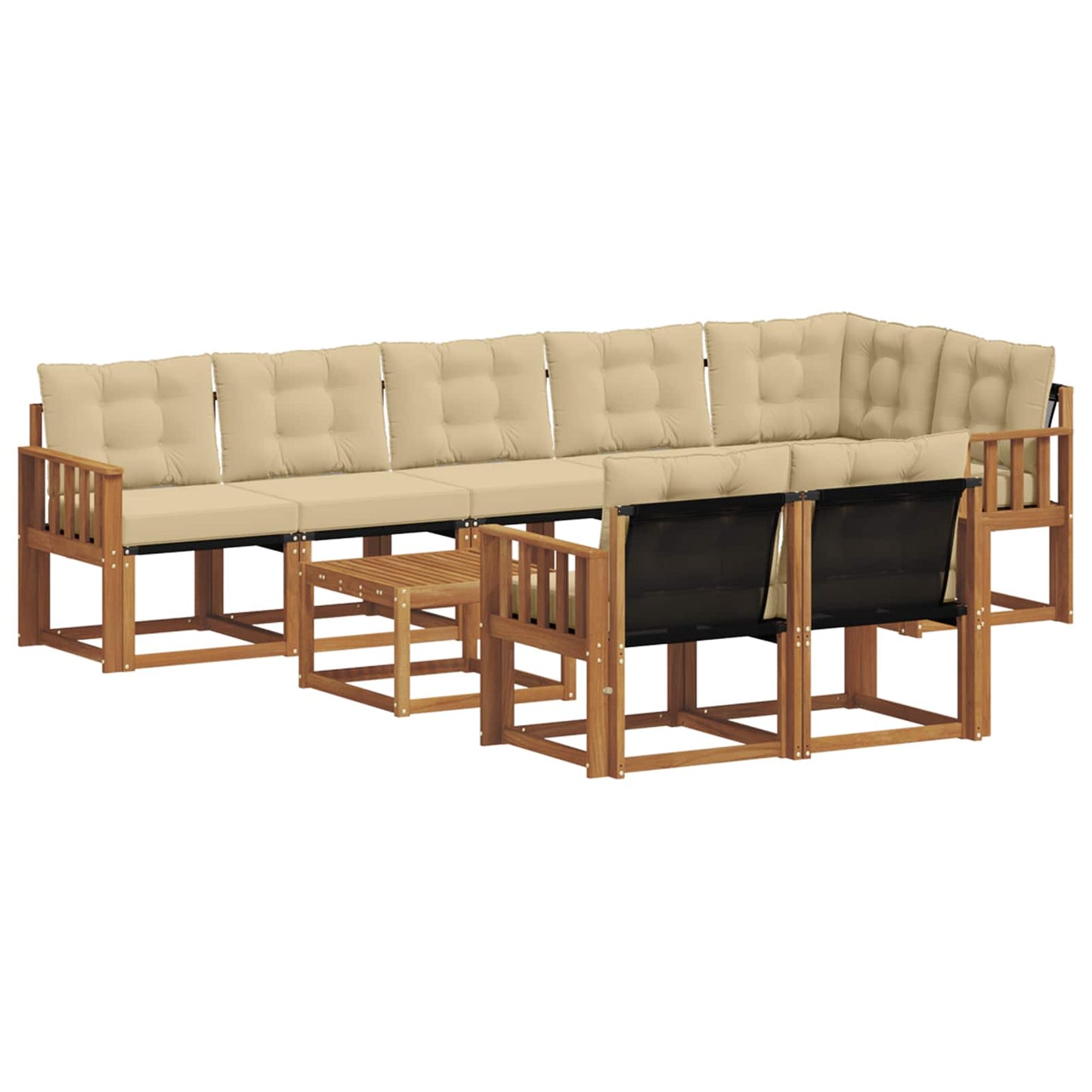 Buiten bankenset met kussen 9 pcs Natuurlijk en Beige is nu te koop bij PeponiXL, paradijselijk wonen!