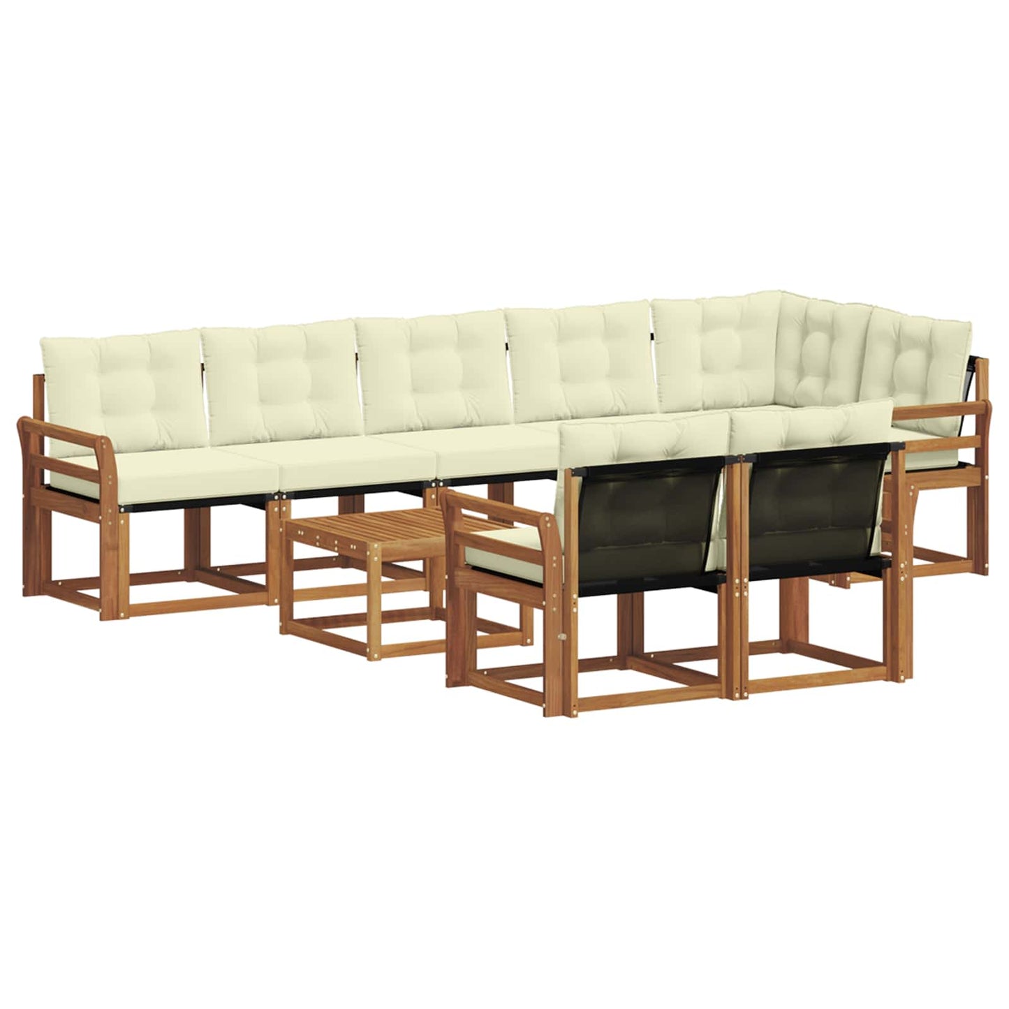 Buiten bankenset met kussen 9 pcs Natuurlijk en Crème is nu te koop bij PeponiXL, paradijselijk wonen!