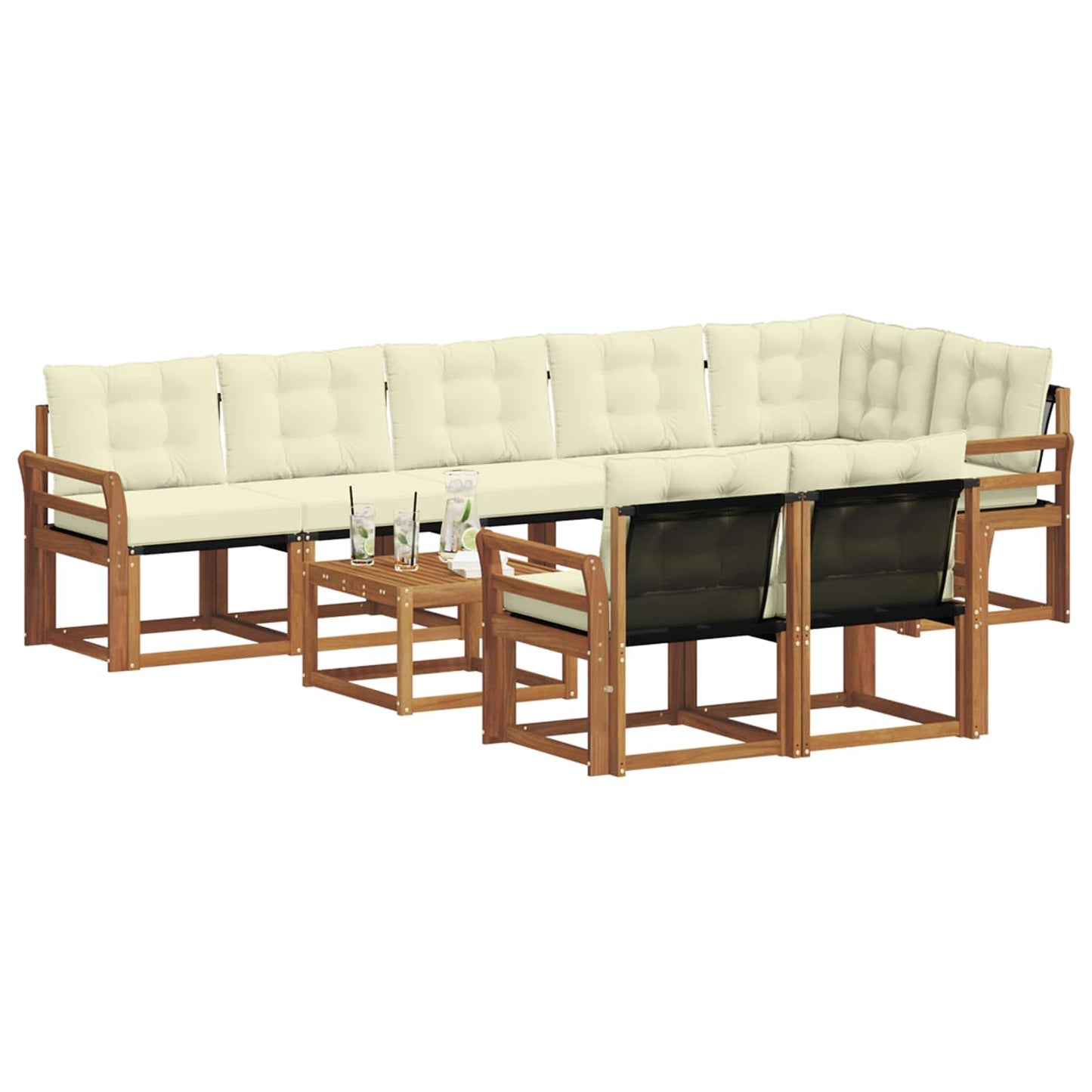 Buiten bankenset met kussen 9 pcs Natuurlijk en Crème is nu te koop bij PeponiXL, paradijselijk wonen!
