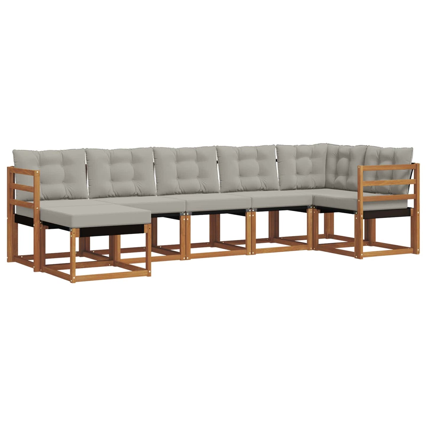 Buiten bankenset met kussen 7 pcs Natuurlijk en Lichtgrijs is nu te koop bij PeponiXL, paradijselijk wonen!