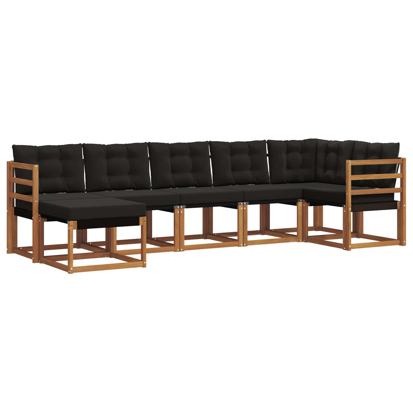 Buiten bankenset met kussen 7 pcs Natuurlijk en Zwart is nu te koop bij PeponiXL, paradijselijk wonen!