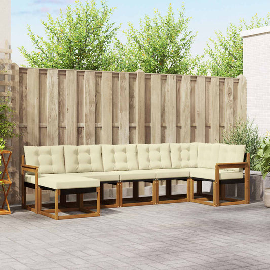 Buiten bankenset met kussen 7 pcs Natuurlijk en Crème is nu te koop bij PeponiXL, paradijselijk wonen!