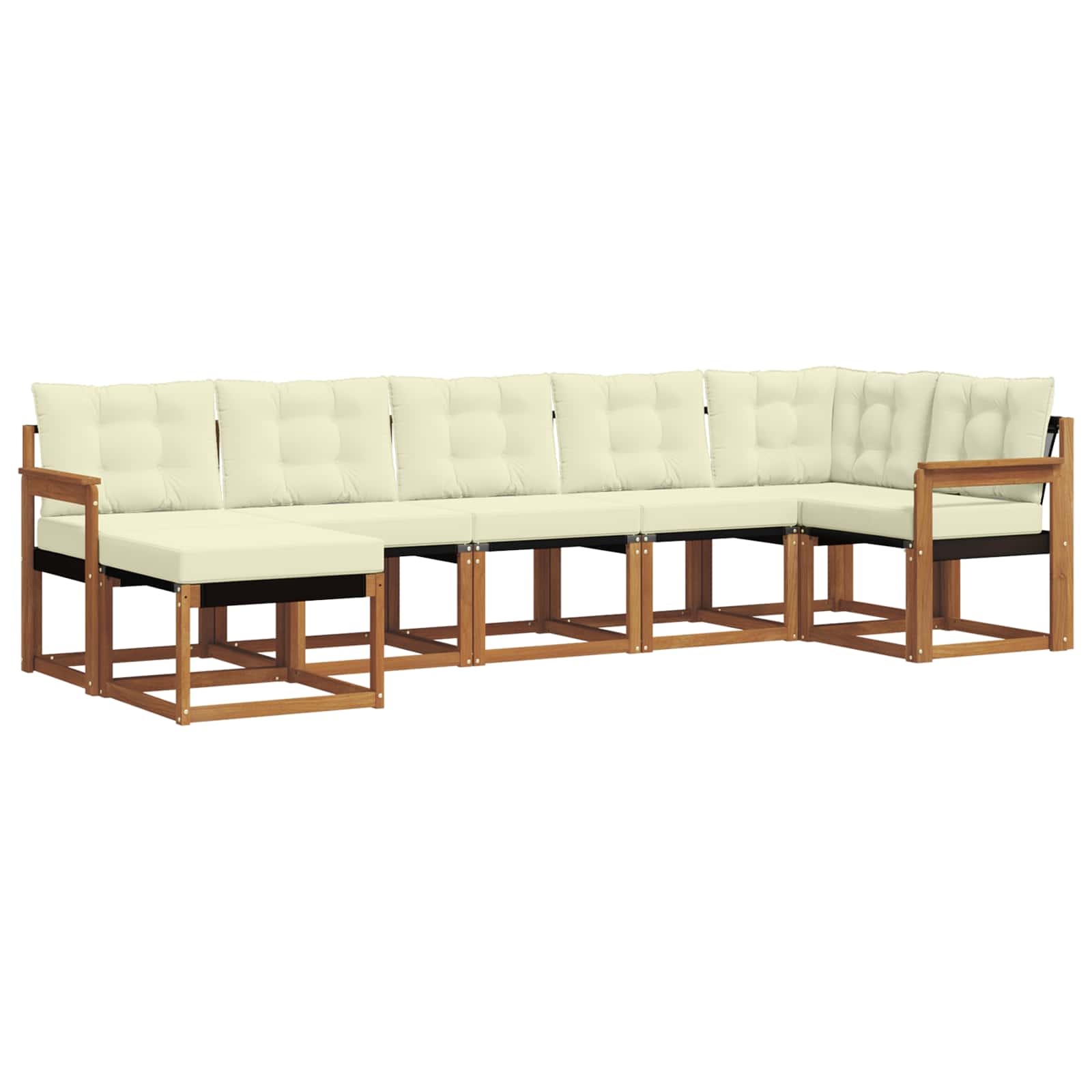 Buiten bankenset met kussen 7 pcs Natuurlijk en Crème is nu te koop bij PeponiXL, paradijselijk wonen!