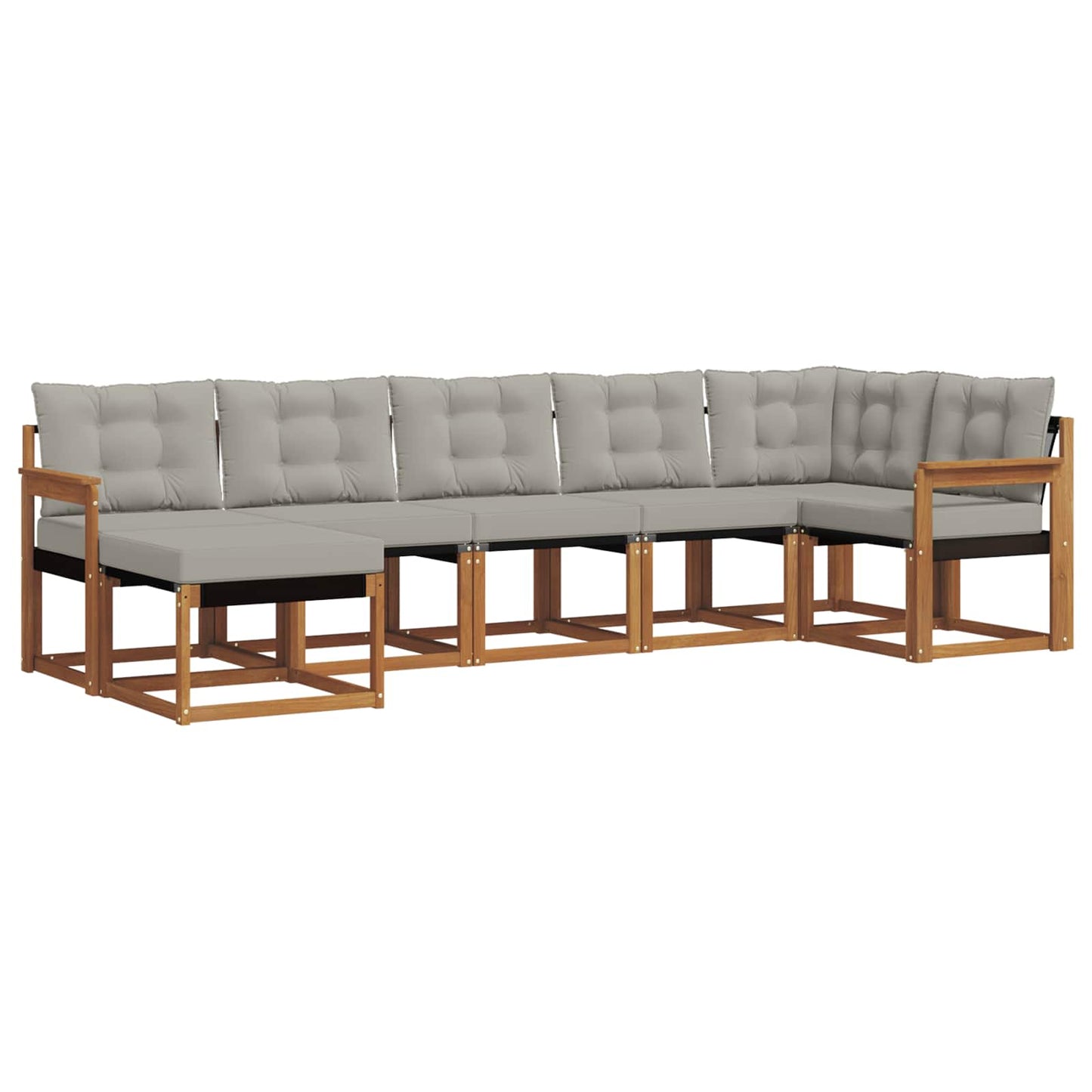 Buiten bankenset met kussen 7 pcs Natuurlijk en Lichtgrijs is nu te koop bij PeponiXL, paradijselijk wonen!