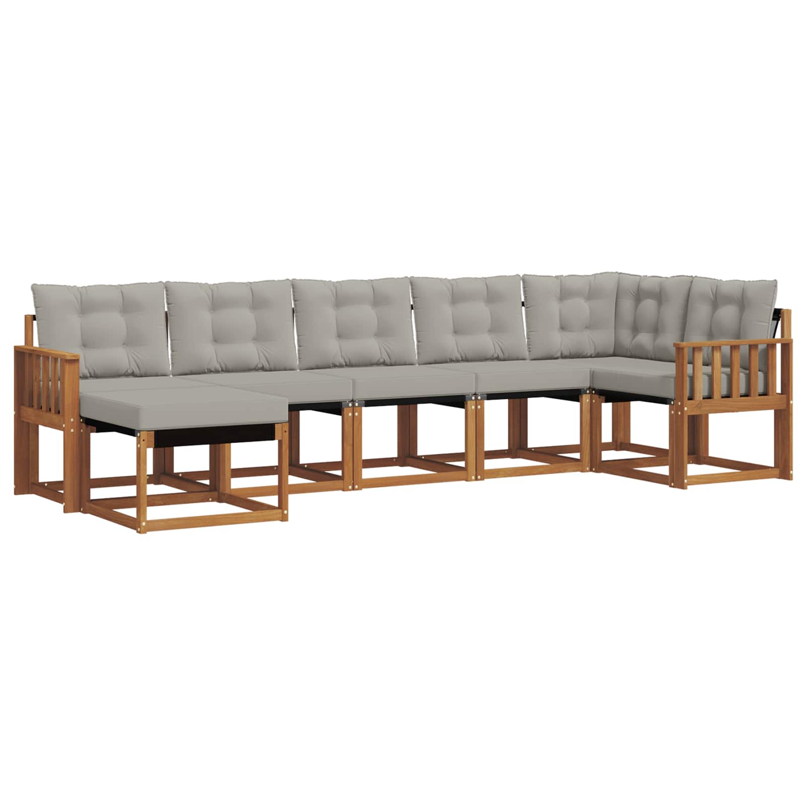 Buiten bankenset met kussen 7 pcs Natuurlijk en Lichtgrijs is nu te koop bij PeponiXL, paradijselijk wonen!