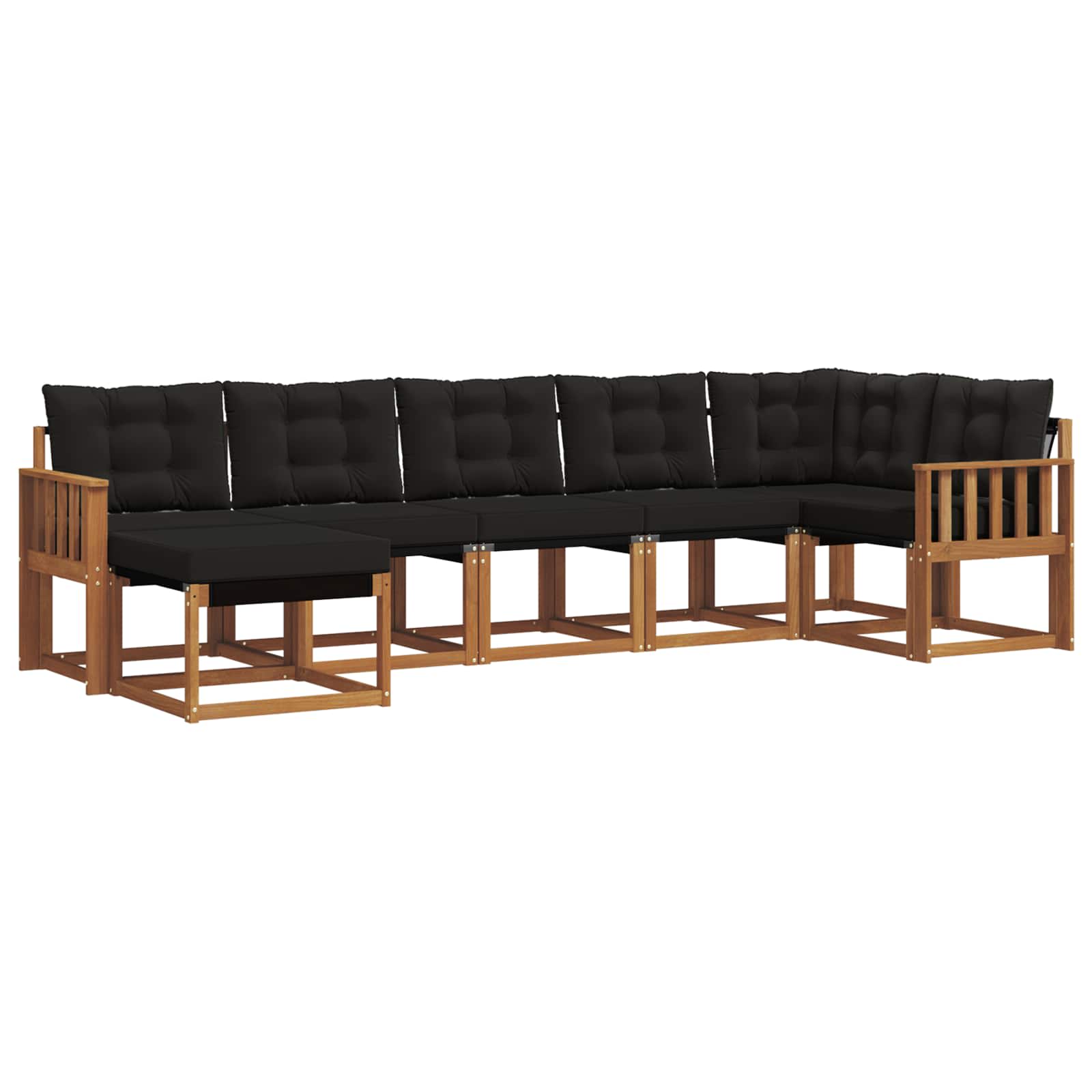 Buiten bankenset met kussen 7 pcs Natuurlijk en Zwart is nu te koop bij PeponiXL, paradijselijk wonen!
