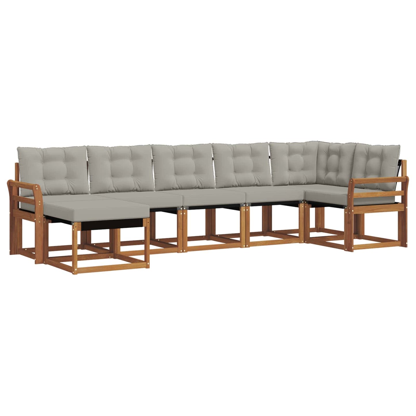 Buiten bankenset met kussen 7 pcs Natuurlijk en Lichtgrijs is nu te koop bij PeponiXL, paradijselijk wonen!
