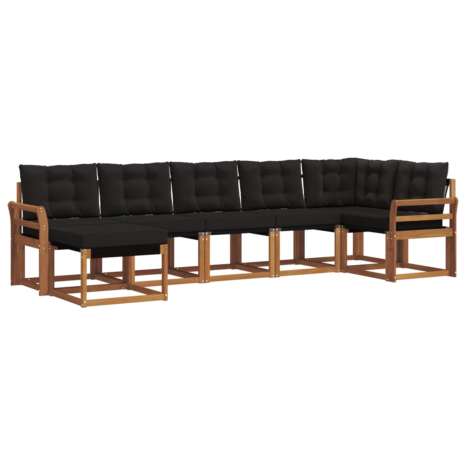 Buiten bankenset met kussen 7 pcs Natuurlijk en Zwart is nu te koop bij PeponiXL, paradijselijk wonen!