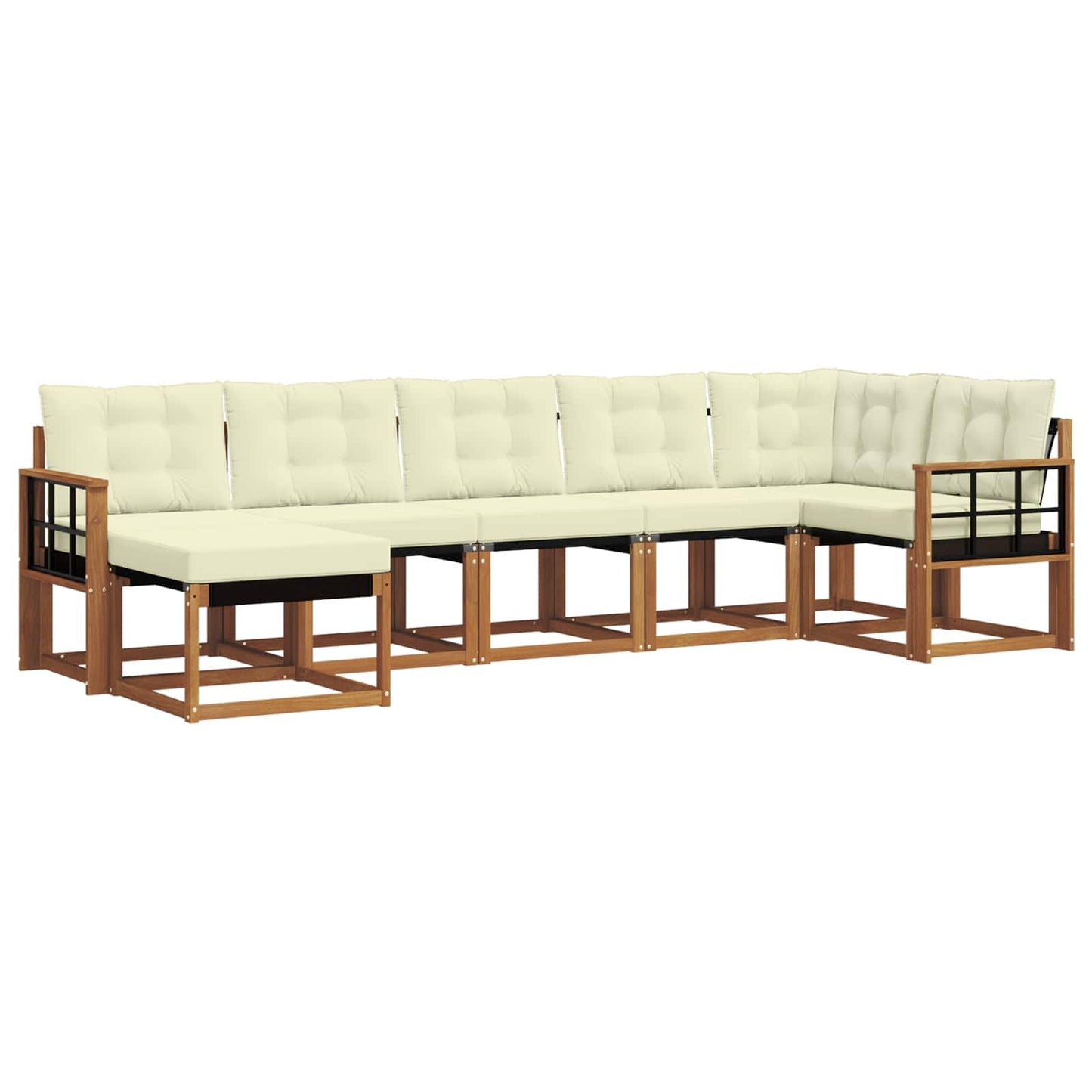 Buiten bankenset met kussen 7 pcs Natuurlijk en Crème is nu te koop bij PeponiXL, paradijselijk wonen!