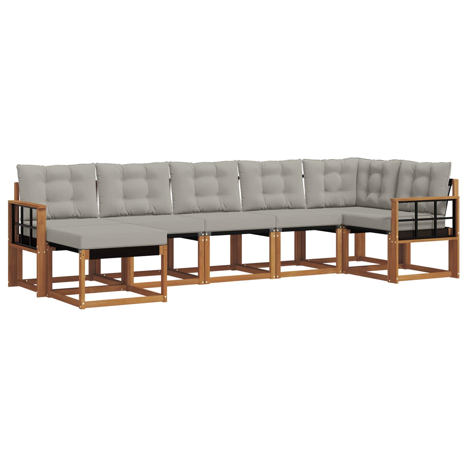 Buiten bankenset met kussen 7 pcs Natuurlijk en Lichtgrijs is nu te koop bij PeponiXL, paradijselijk wonen!