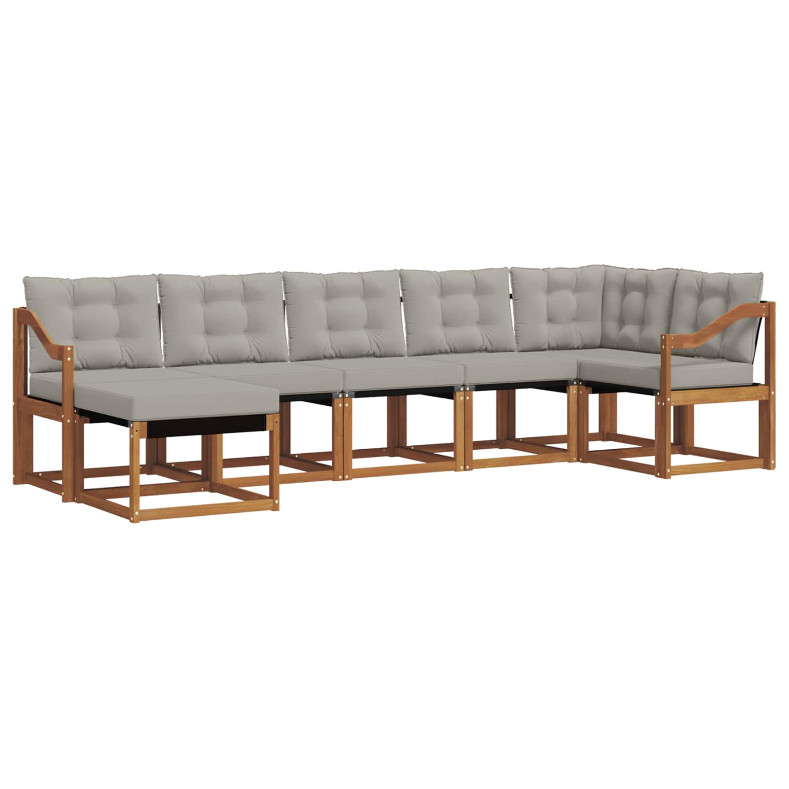 Buiten bankenset met kussen 7 pcs Natuurlijk en Lichtgrijs is nu te koop bij PeponiXL, paradijselijk wonen!