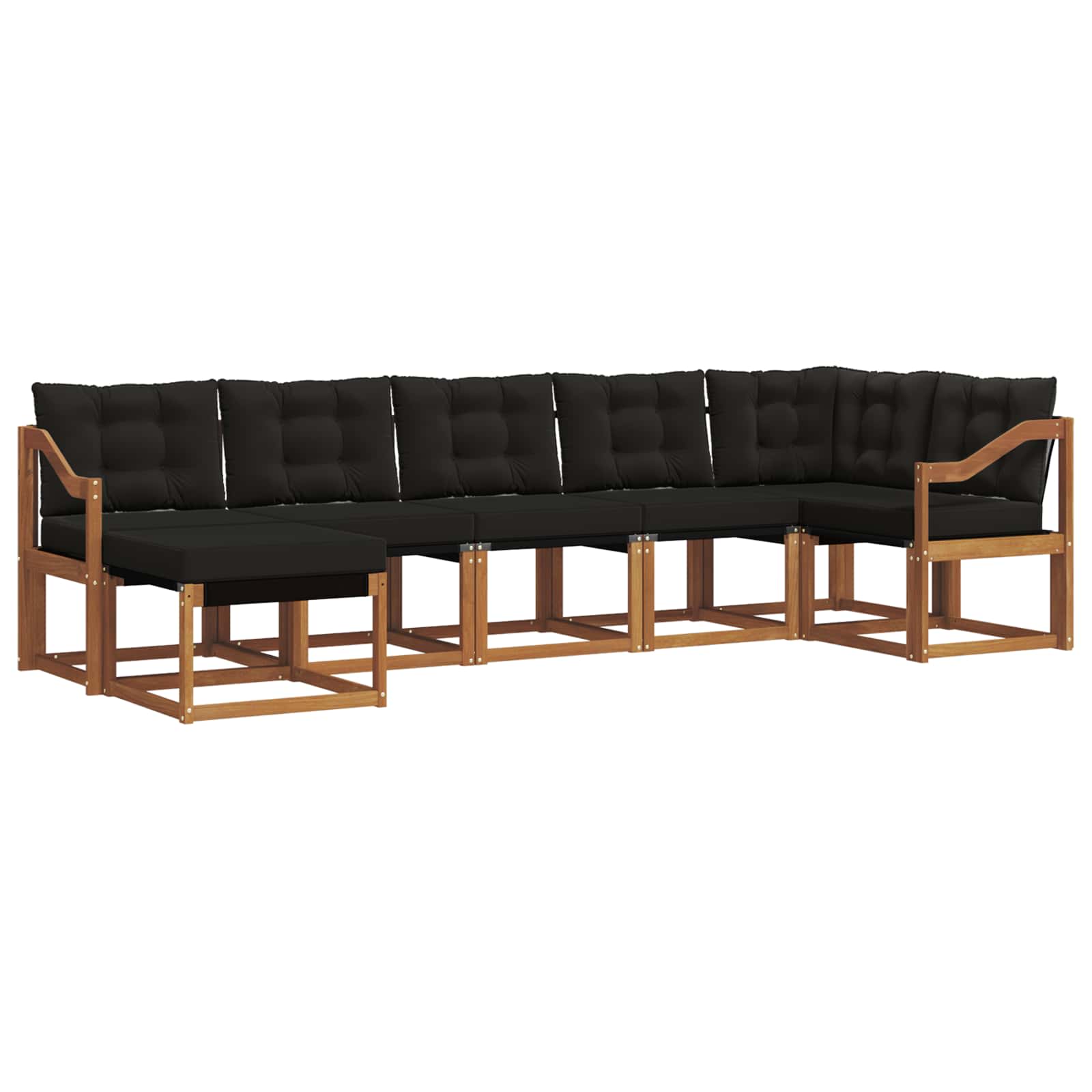 Buiten bankenset met kussen 7 pcs Natuurlijk en Zwart is nu te koop bij PeponiXL, paradijselijk wonen!