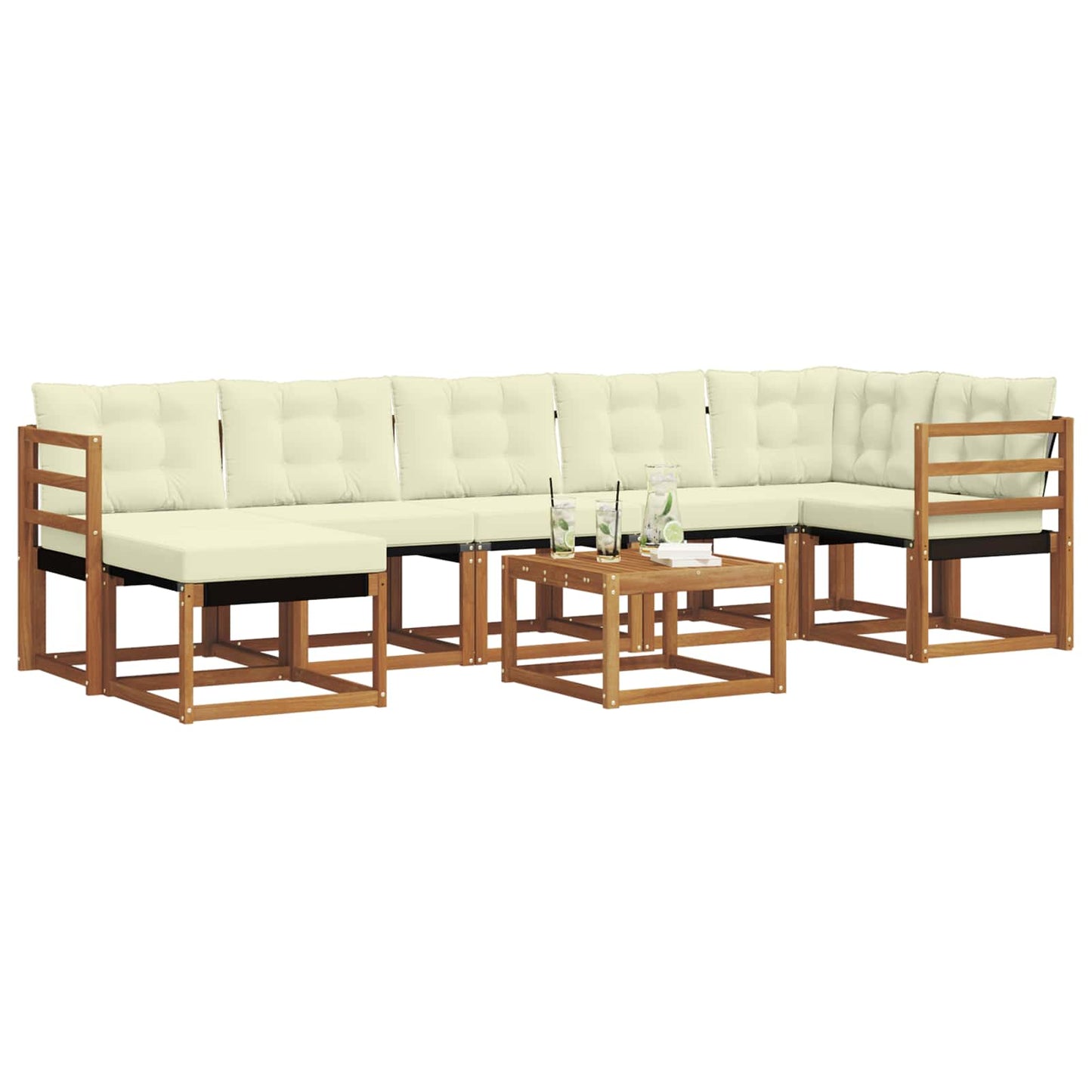 Buiten bankenset met kussen 8 pcs Natuurlijk en Crème is nu te koop bij PeponiXL, paradijselijk wonen!