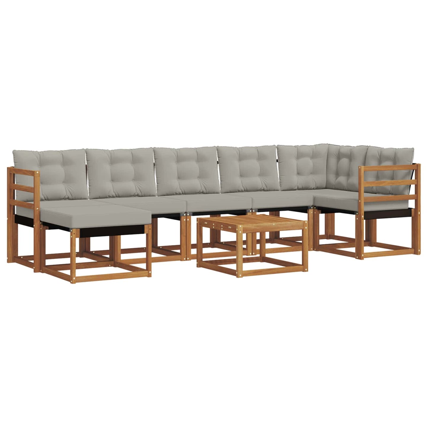 Buiten bankenset met kussen 8 pcs Natuurlijk en Lichtgrijs is nu te koop bij PeponiXL, paradijselijk wonen!