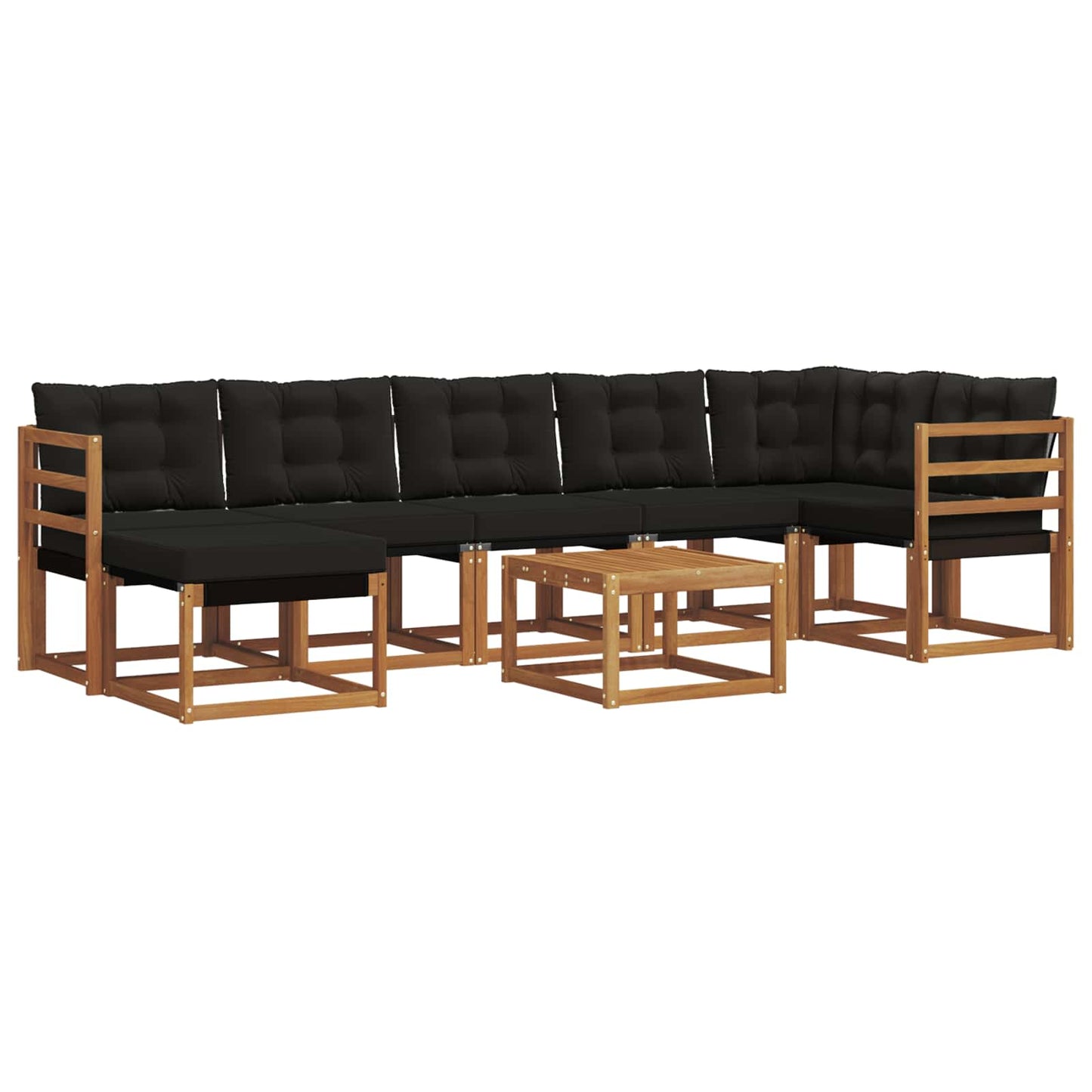 Buiten bankenset met kussen 8 pcs Natuurlijk en Zwart is nu te koop bij PeponiXL, paradijselijk wonen!