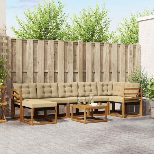 Buiten bankenset met kussen 8 pcs Natuurlijk en Beige is nu te koop bij PeponiXL, paradijselijk wonen!