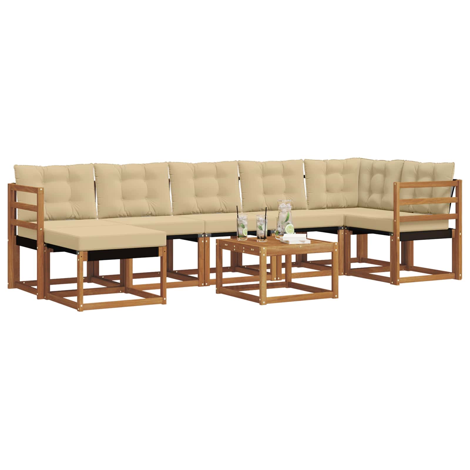 Buiten bankenset met kussen 8 pcs Natuurlijk en Beige is nu te koop bij PeponiXL, paradijselijk wonen!