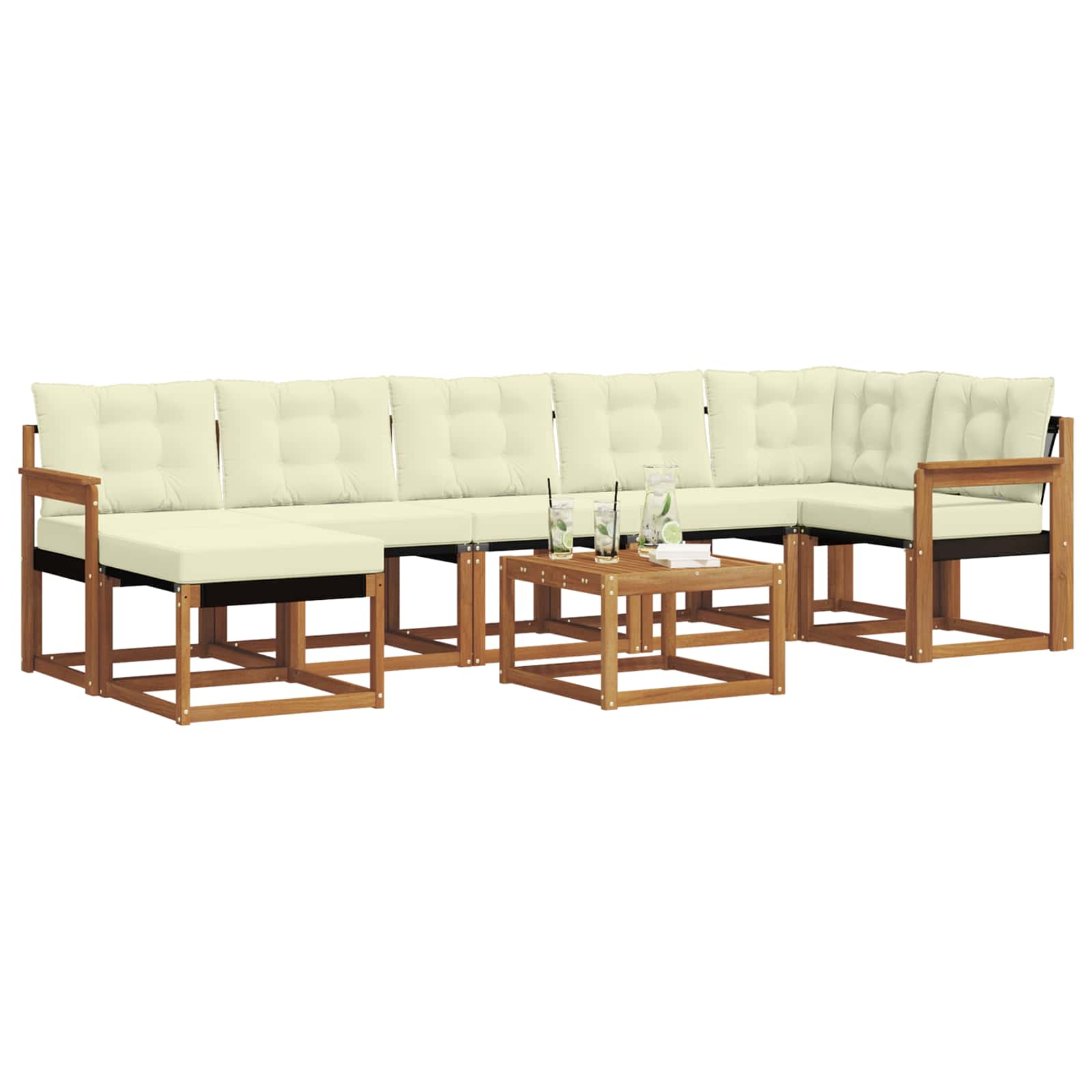 Buiten bankenset met kussen 8 pcs Natuurlijk en Crème is nu te koop bij PeponiXL, paradijselijk wonen!