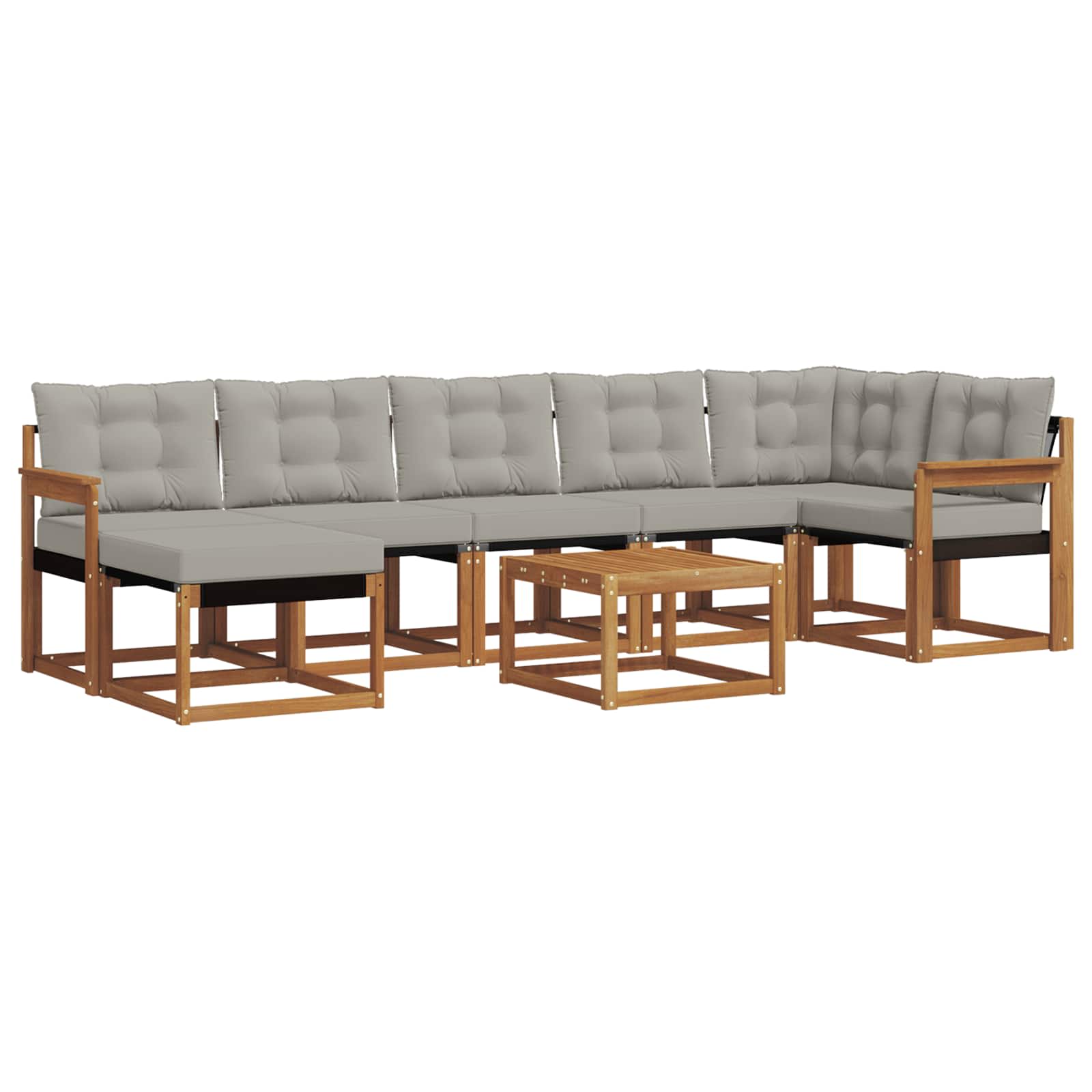 Buiten bankenset met kussen 8 pcs Natuurlijk en Lichtgrijs is nu te koop bij PeponiXL, paradijselijk wonen!