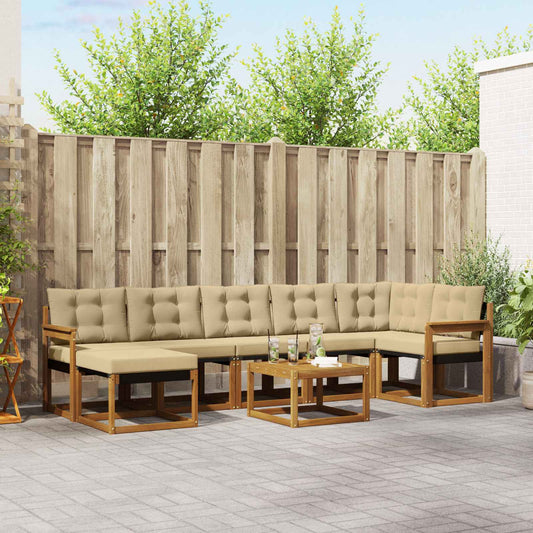 Buiten bankenset met kussen 8 pcs Natuurlijk en Beige is nu te koop bij PeponiXL, paradijselijk wonen!