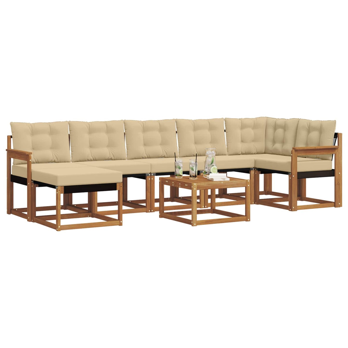 Buiten bankenset met kussen 8 pcs Natuurlijk en Beige is nu te koop bij PeponiXL, paradijselijk wonen!