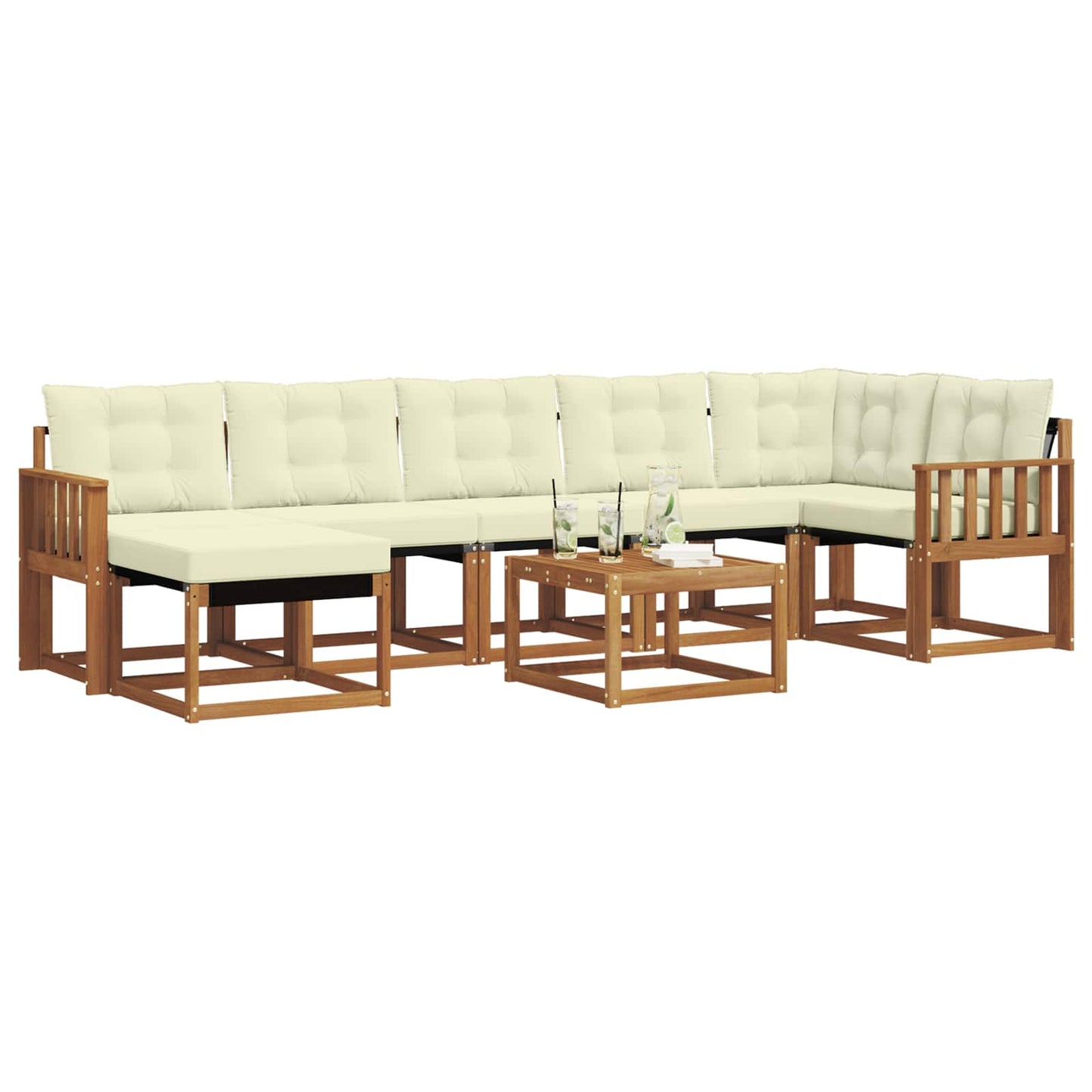 Buiten bankenset met kussen 8 pcs Natuurlijk en Crème is nu te koop bij PeponiXL, paradijselijk wonen!