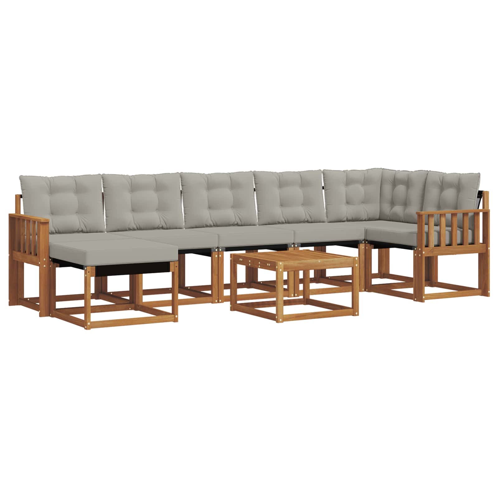 Buiten bankenset met kussen 8 pcs Natuurlijk en Lichtgrijs is nu te koop bij PeponiXL, paradijselijk wonen!