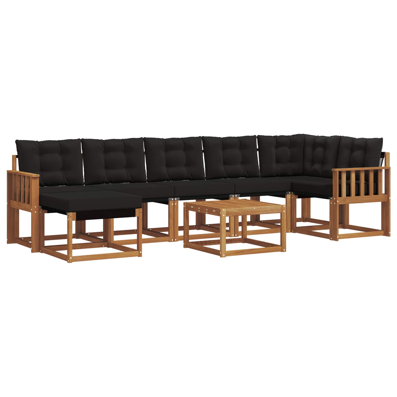 Buiten bankenset met kussen 8 pcs Natuurlijk en Zwart is nu te koop bij PeponiXL, paradijselijk wonen!