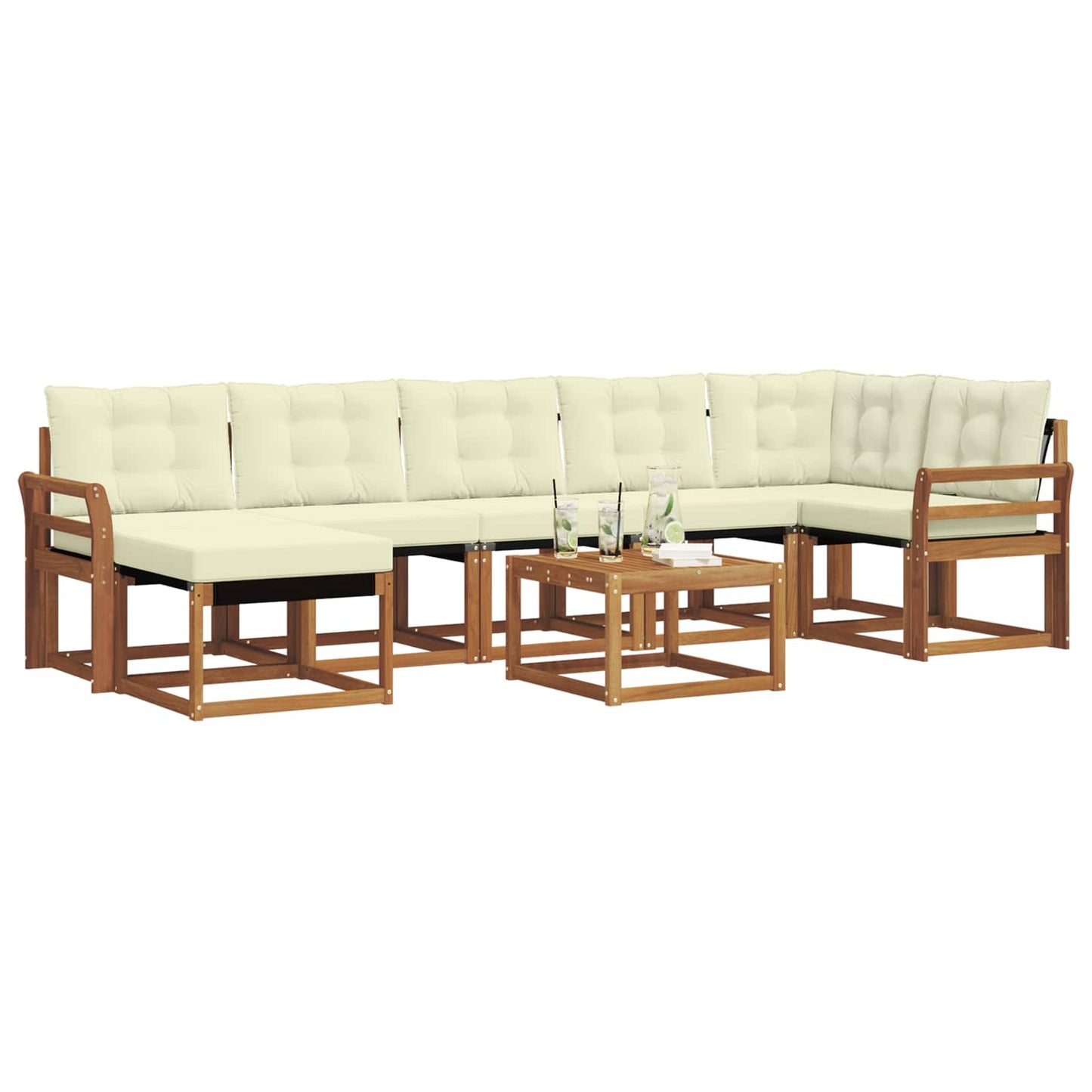 Buiten bankenset met kussen 8 pcs Natuurlijk en Crème is nu te koop bij PeponiXL, paradijselijk wonen!