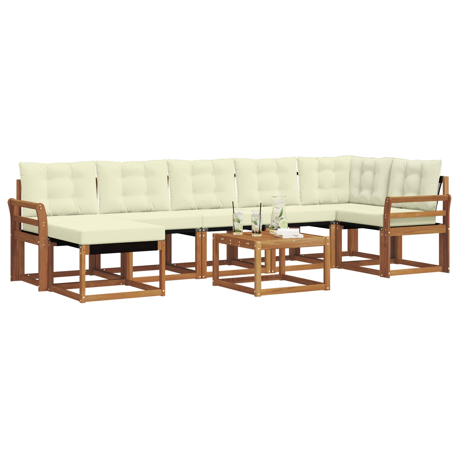 Buiten bankenset met kussen 8 pcs Natuurlijk en Crème is nu te koop bij PeponiXL, paradijselijk wonen!