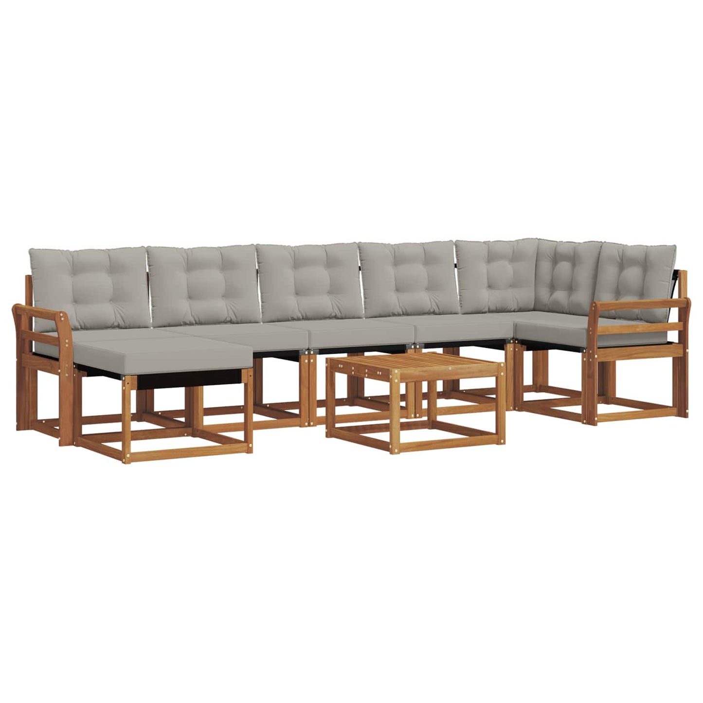 Buiten bankenset met kussen 8 pcs Natuurlijk en Lichtgrijs is nu te koop bij PeponiXL, paradijselijk wonen!