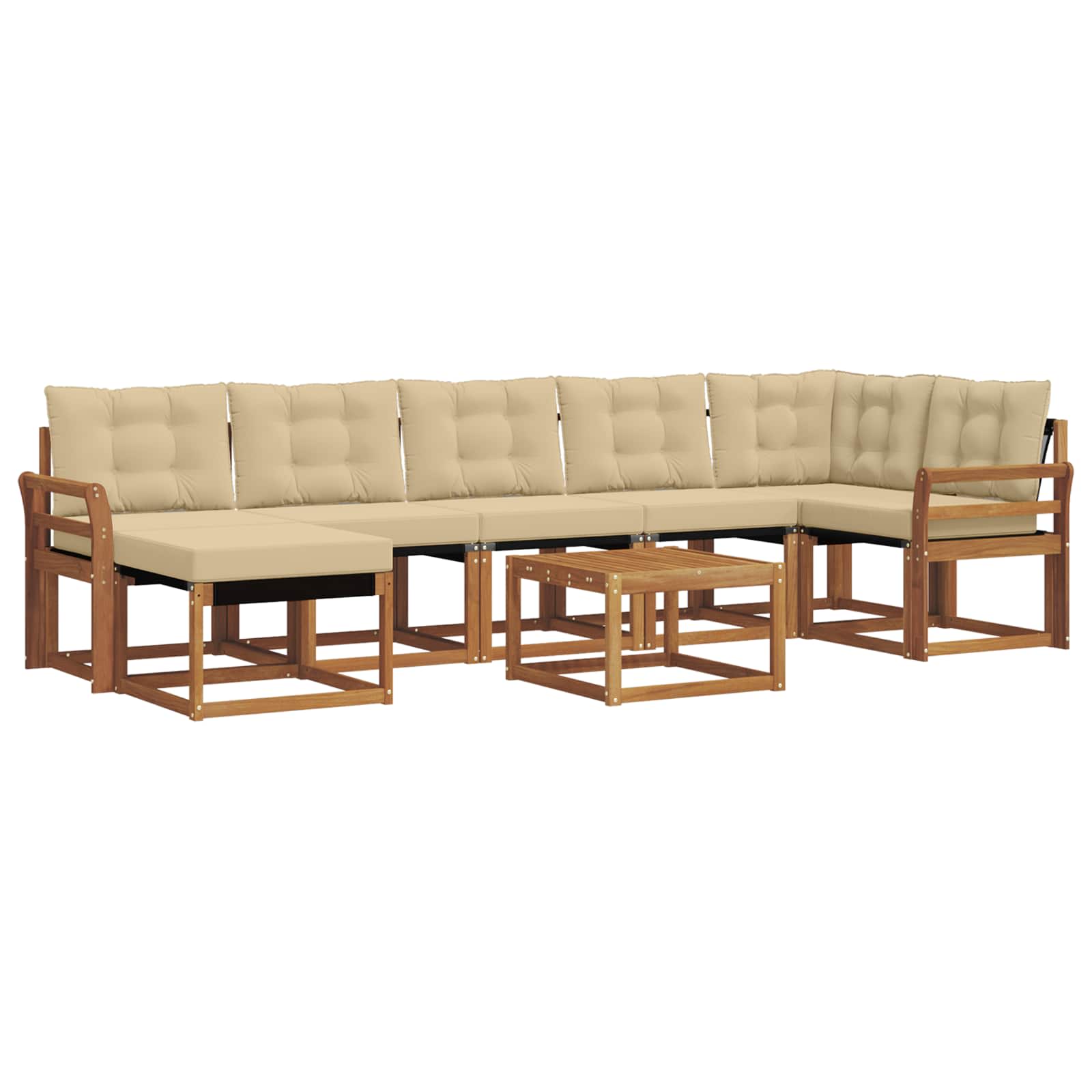 Buiten bankenset met kussen 8 pcs Natuurlijk en Beige is nu te koop bij PeponiXL, paradijselijk wonen!