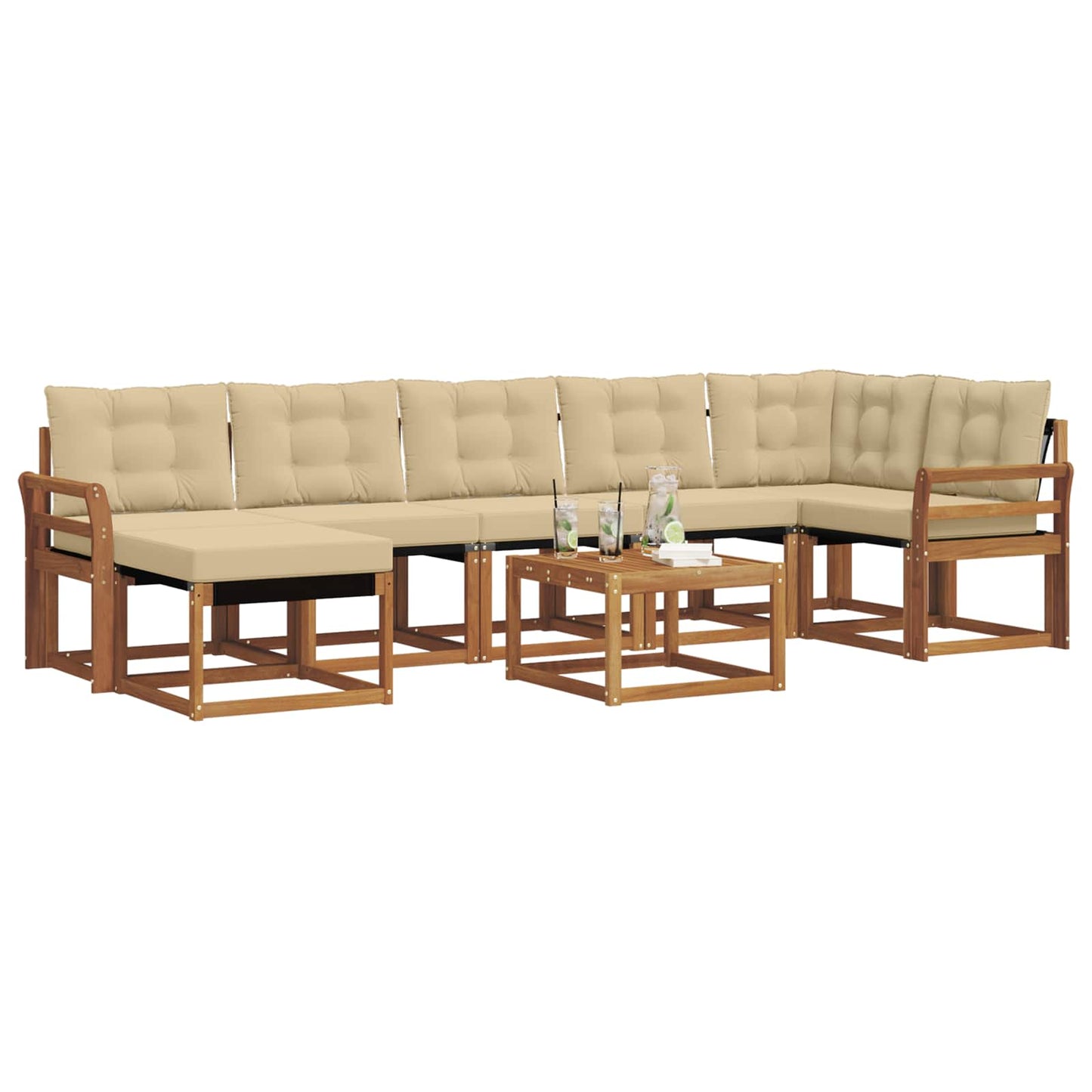 Buiten bankenset met kussen 8 pcs Natuurlijk en Beige is nu te koop bij PeponiXL, paradijselijk wonen!