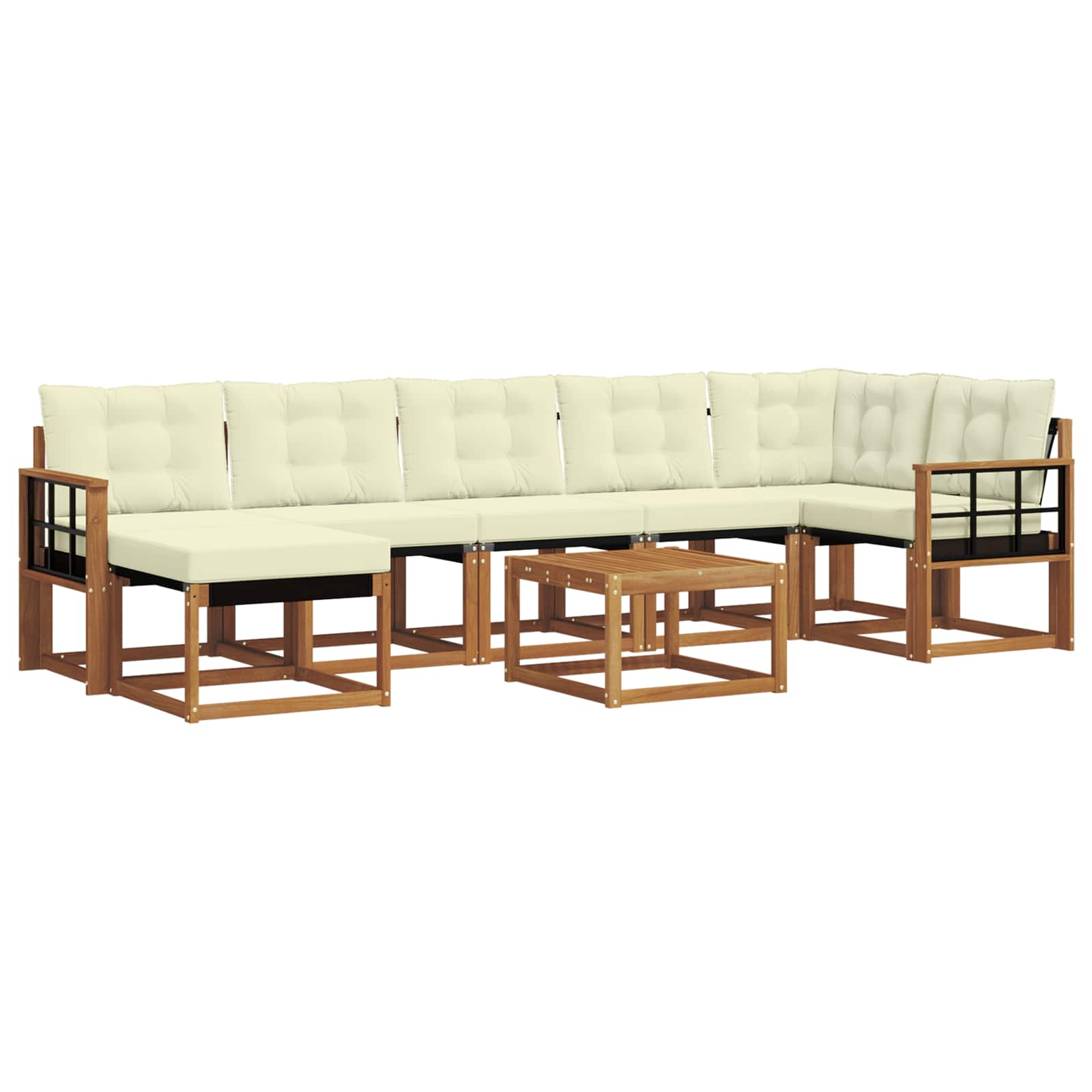 Buiten bankenset met kussen 8 pcs Natuurlijk en Crème is nu te koop bij PeponiXL, paradijselijk wonen!
