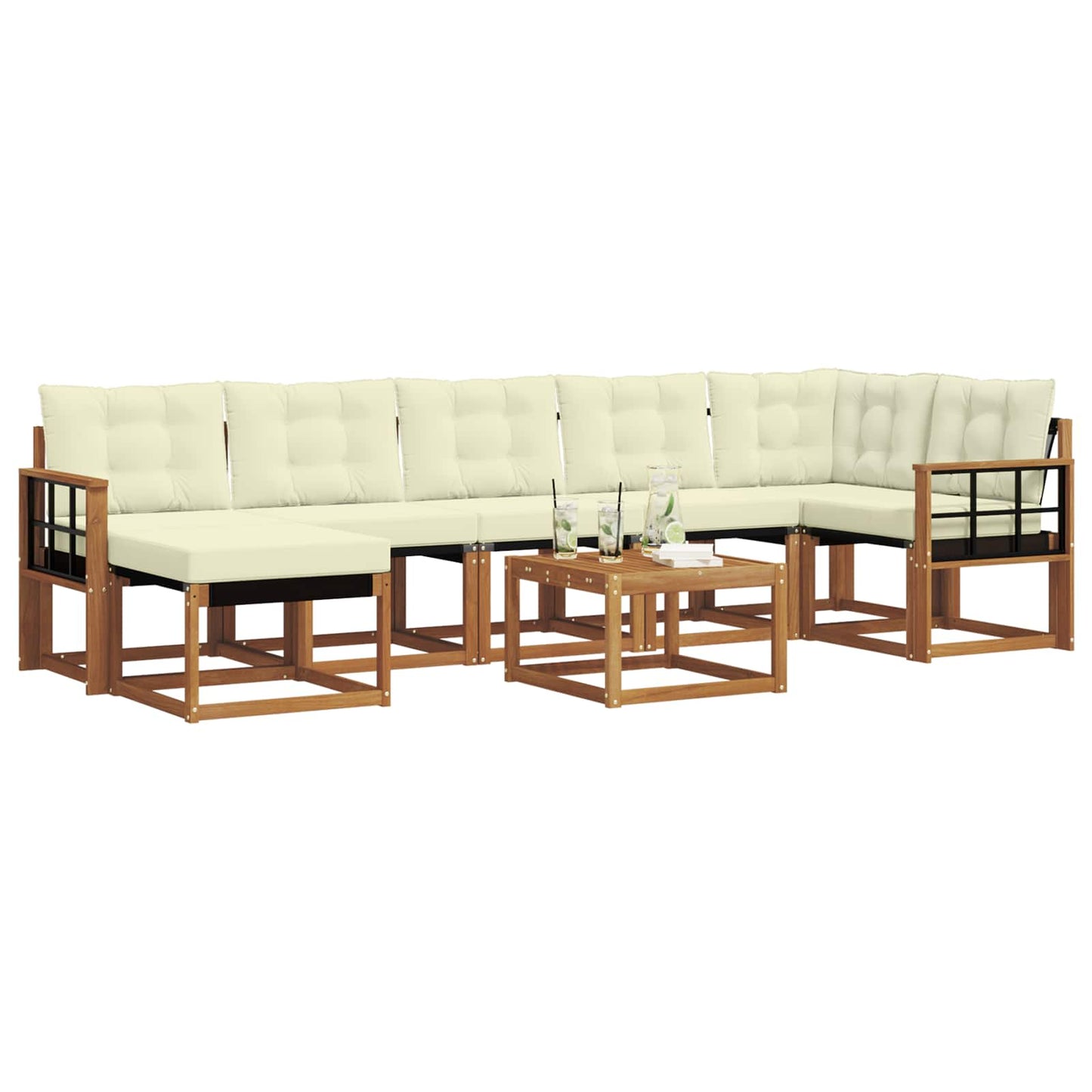 Buiten bankenset met kussen 8 pcs Natuurlijk en Crème is nu te koop bij PeponiXL, paradijselijk wonen!
